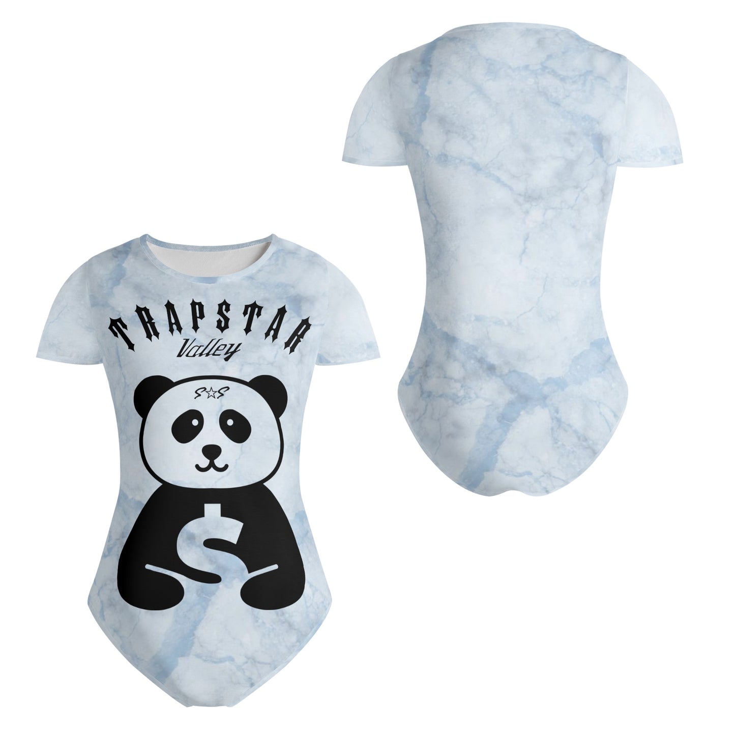 Trap Star Valley 1.0 Panda Womens Chill Blue Soft Short Sleeve Bodysuit