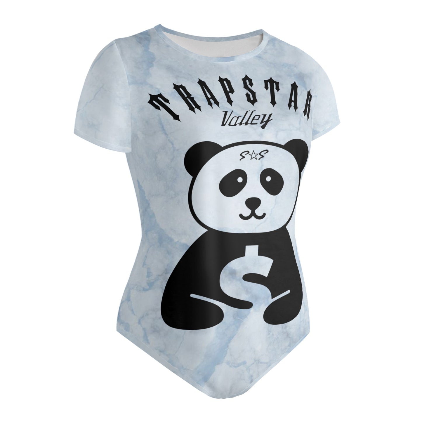 Trap Star Valley 1.0 Panda Womens Chill Blue Soft Short Sleeve Bodysuit