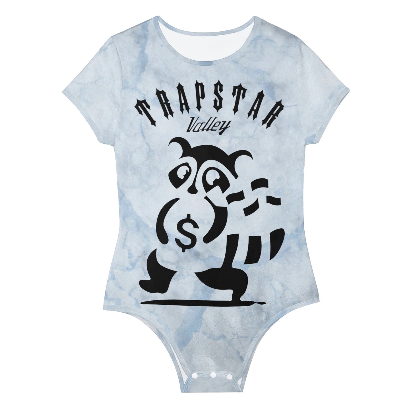 Trap Star Valley 2.0 Raccoon Goon Womens Chill Blue Soft Short Sleeve Bodysuit