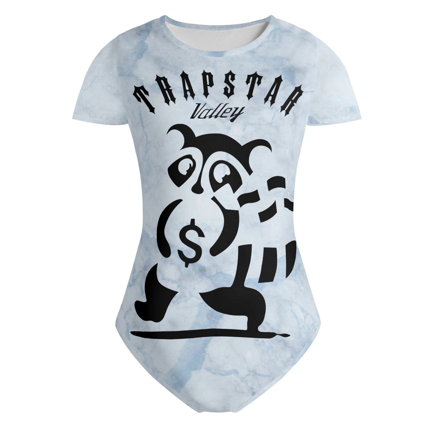 Trap Star Valley 2.0 Raccoon Goon Womens Chill Blue Soft Short Sleeve Bodysuit