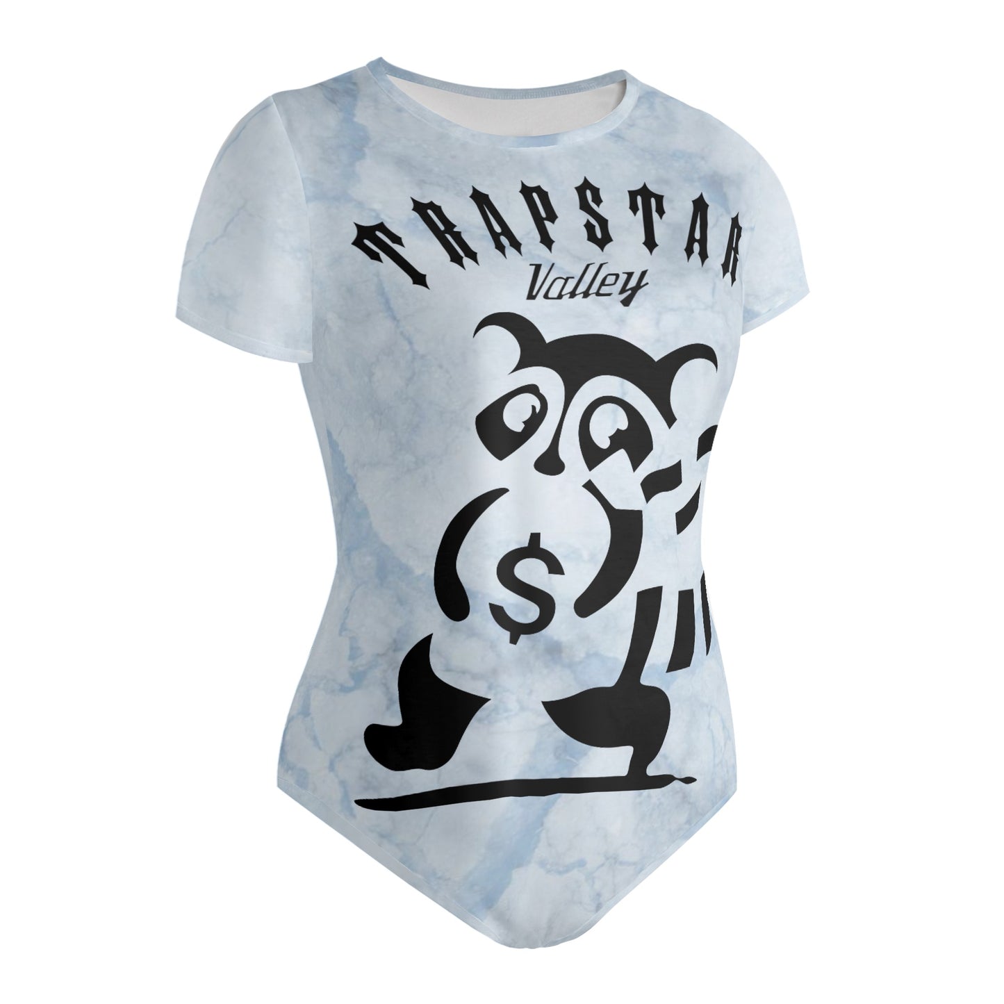 Trap Star Valley 2.0 Raccoon Goon Womens Chill Blue Soft Short Sleeve Bodysuit