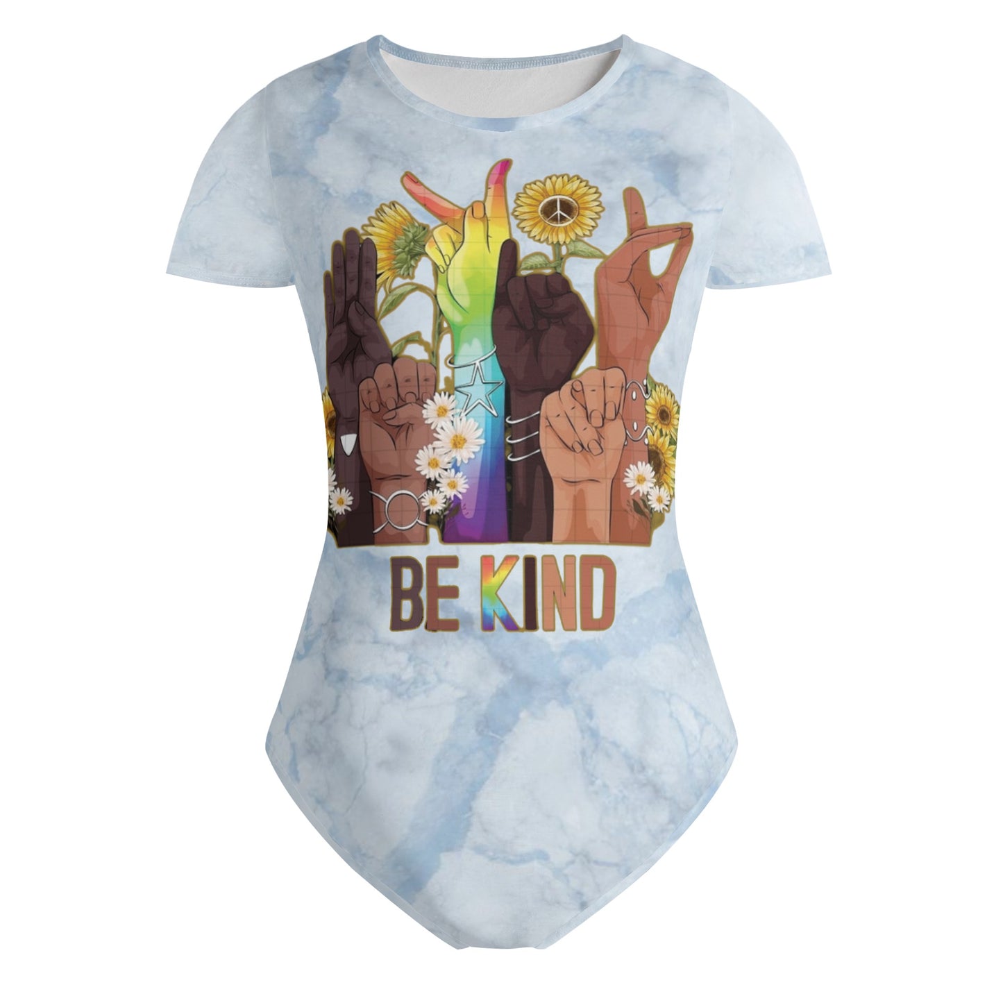 Be Kind (Pride Edition) Womens Chill Blue Soft Short Sleeve Bodysuit