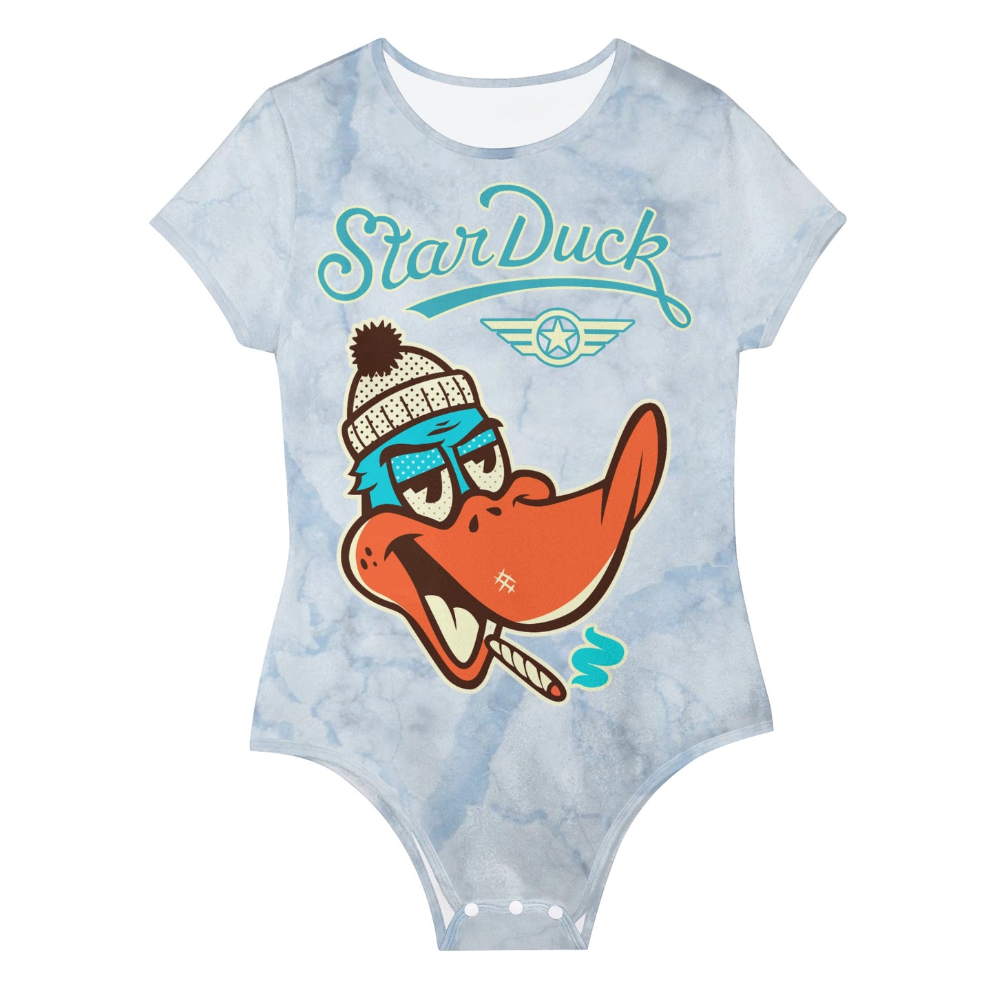 Star Duck Womens Chill Blue Soft Short Sleeve Bodysuit