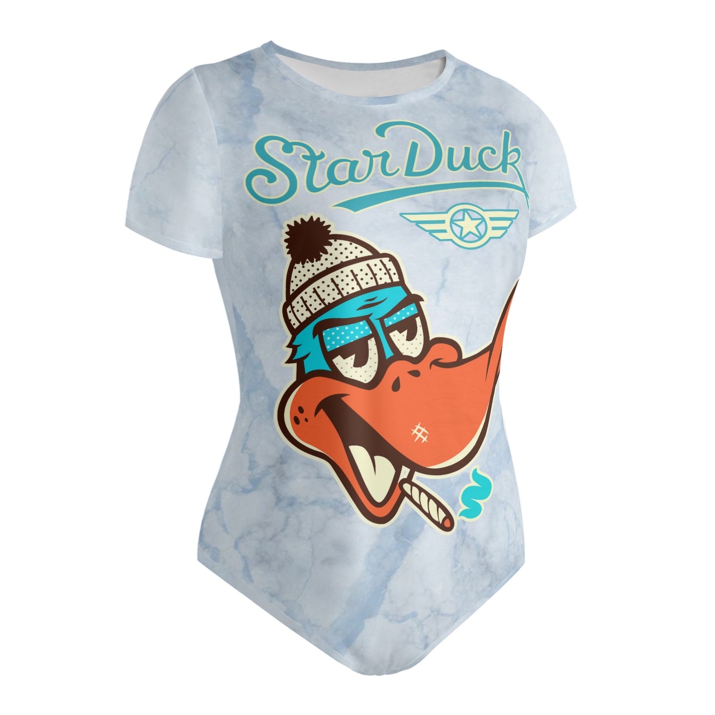 Star Duck Womens Chill Blue Soft Short Sleeve Bodysuit