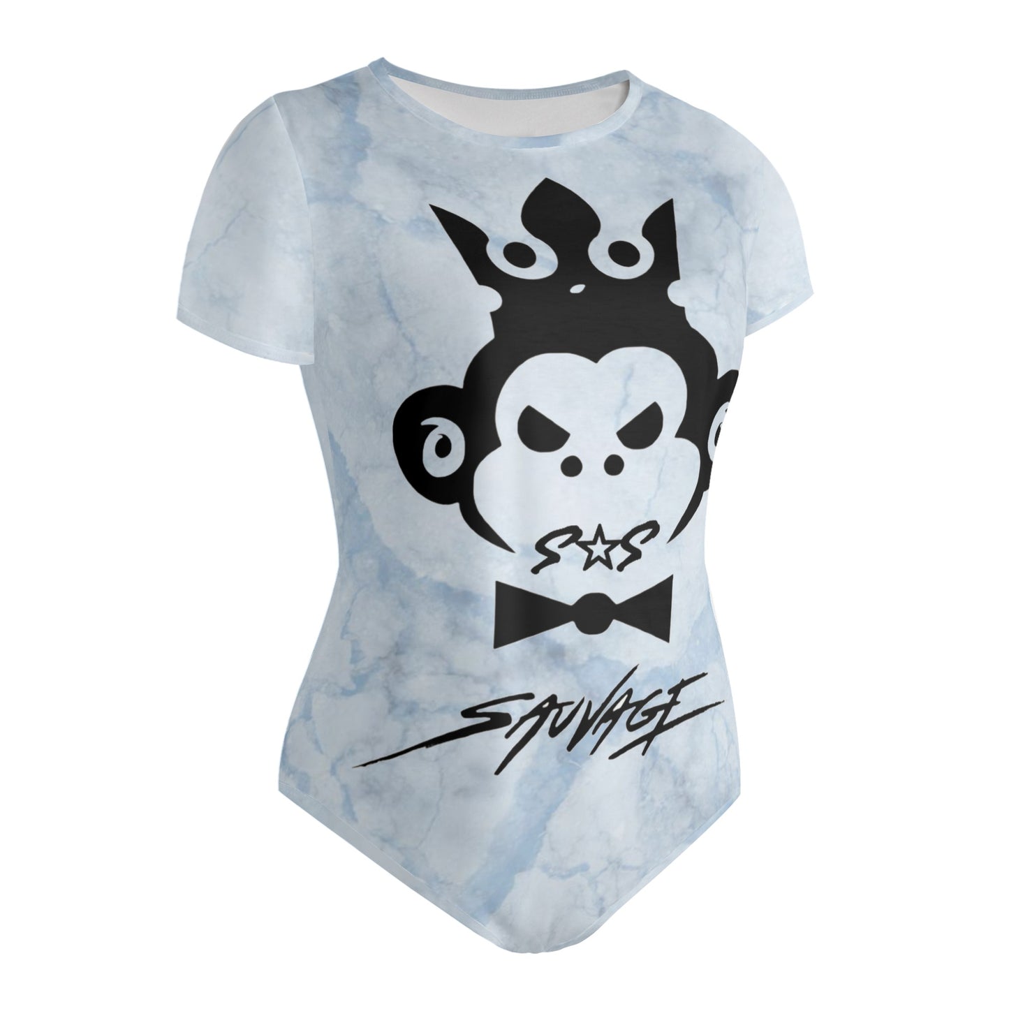 Savauge Gorilla Womens Chill Blue Soft Short Sleeve Bodysuit