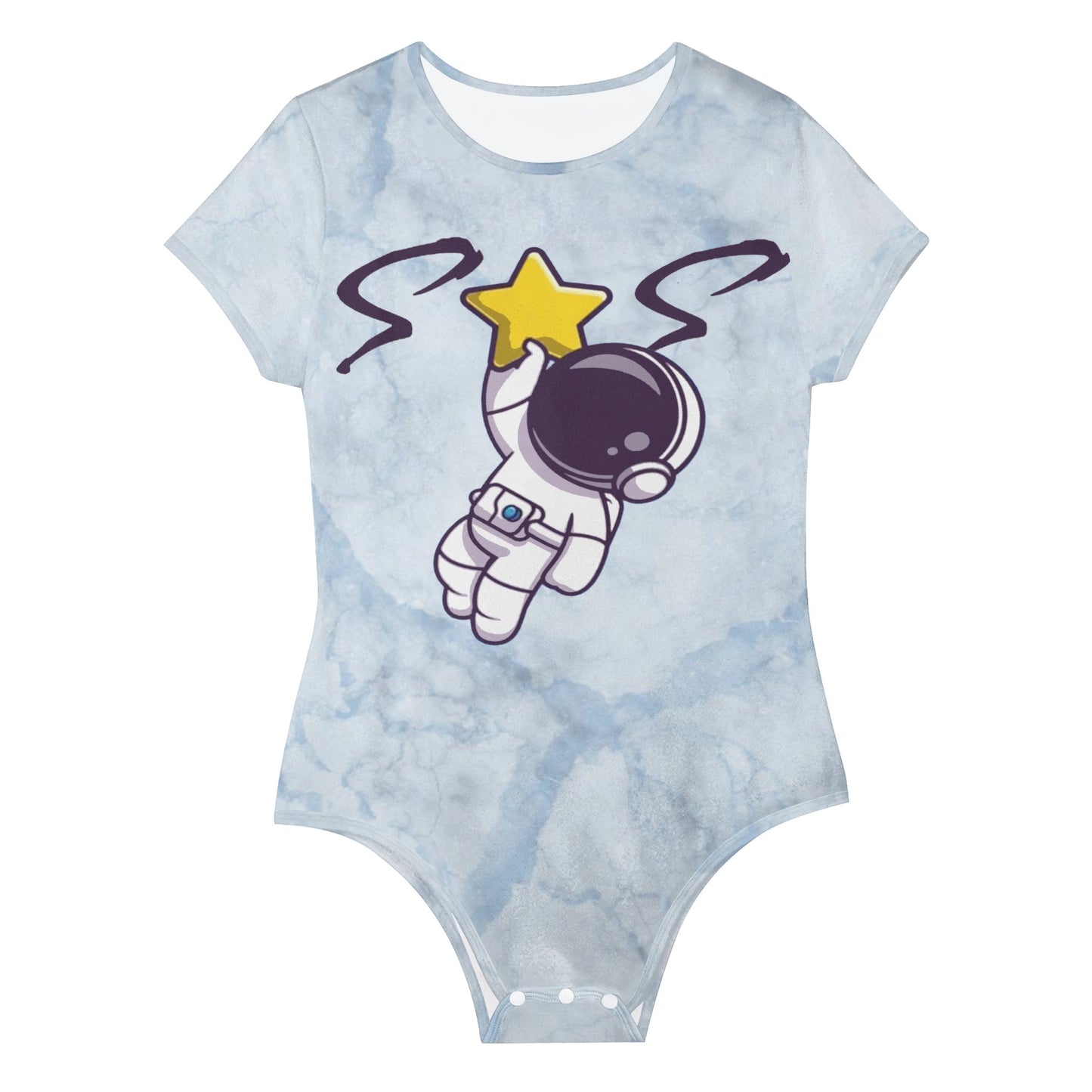 Space Man 23 Womens Chill Blue Soft Short Sleeve Bodysuit