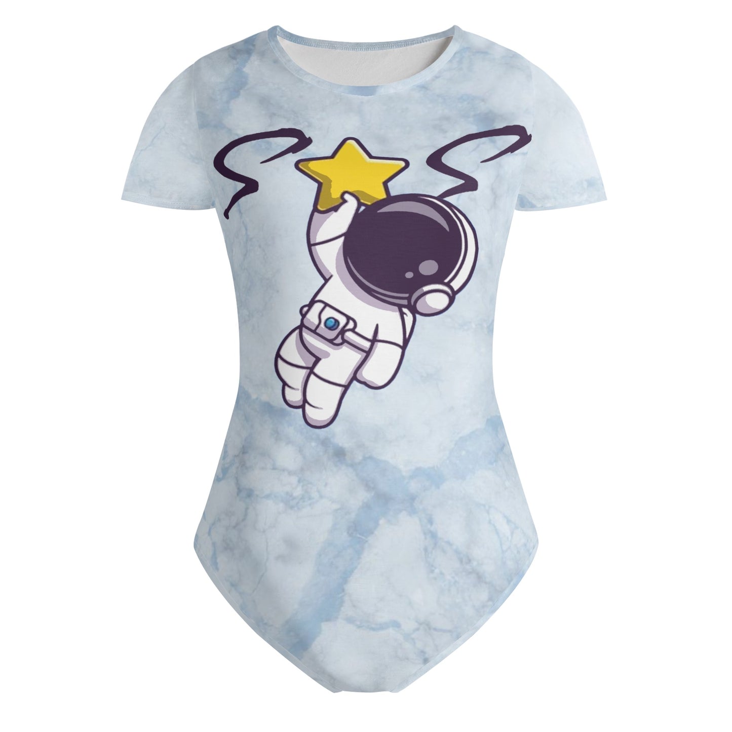 Space Man 23 Womens Chill Blue Soft Short Sleeve Bodysuit