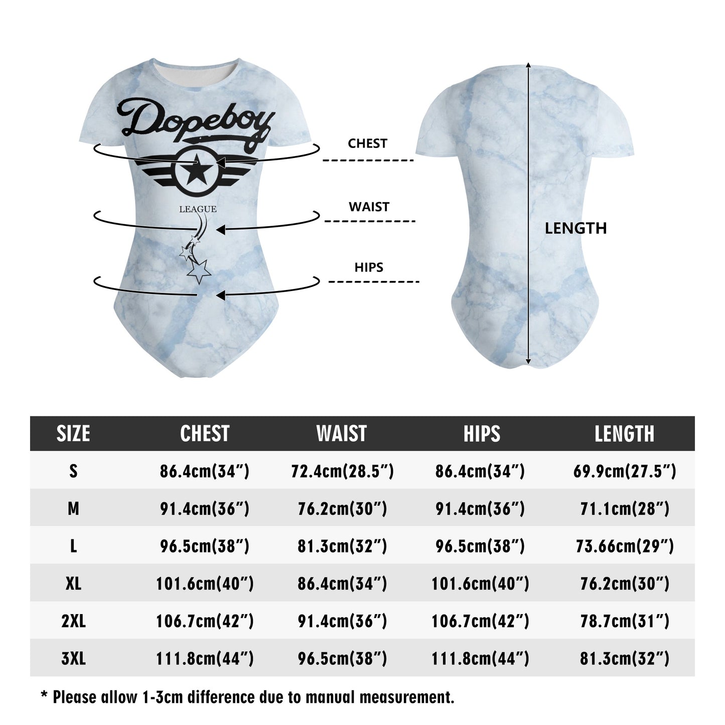 Dope Boy League Womens Chill Blue Soft Short Sleeve Bodysuit