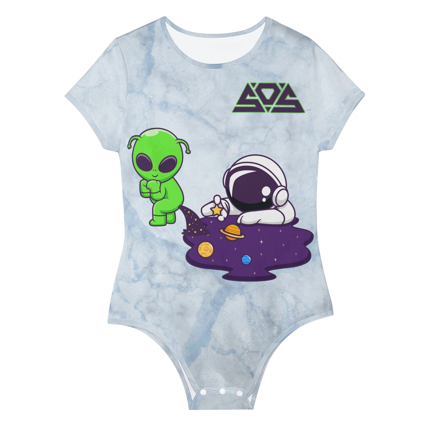 Space Aliens Womens Chill Blue Soft Short Sleeve Bodysuit