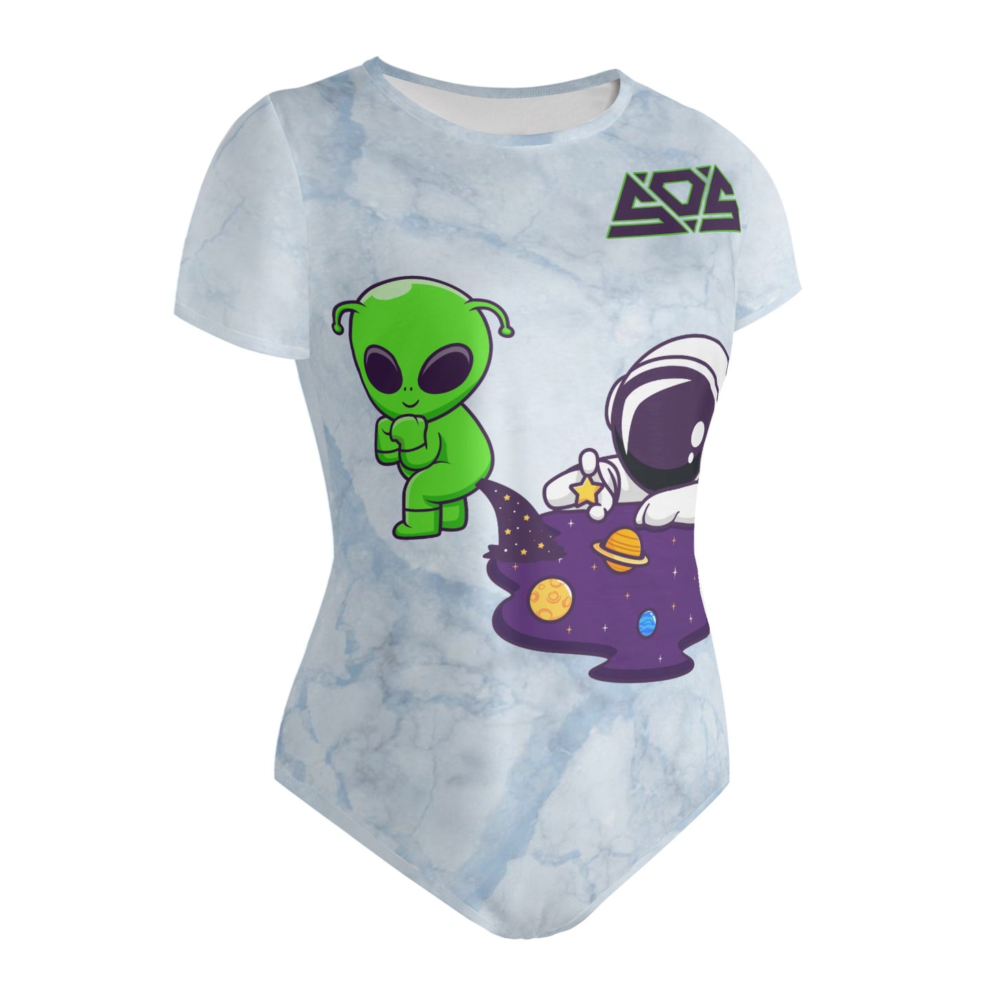 Space Aliens Womens Chill Blue Soft Short Sleeve Bodysuit