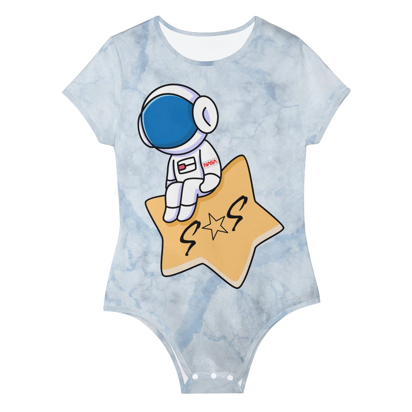 S.O.S Astronaut Womens Chill Blue Soft Short Sleeve Bodysuit