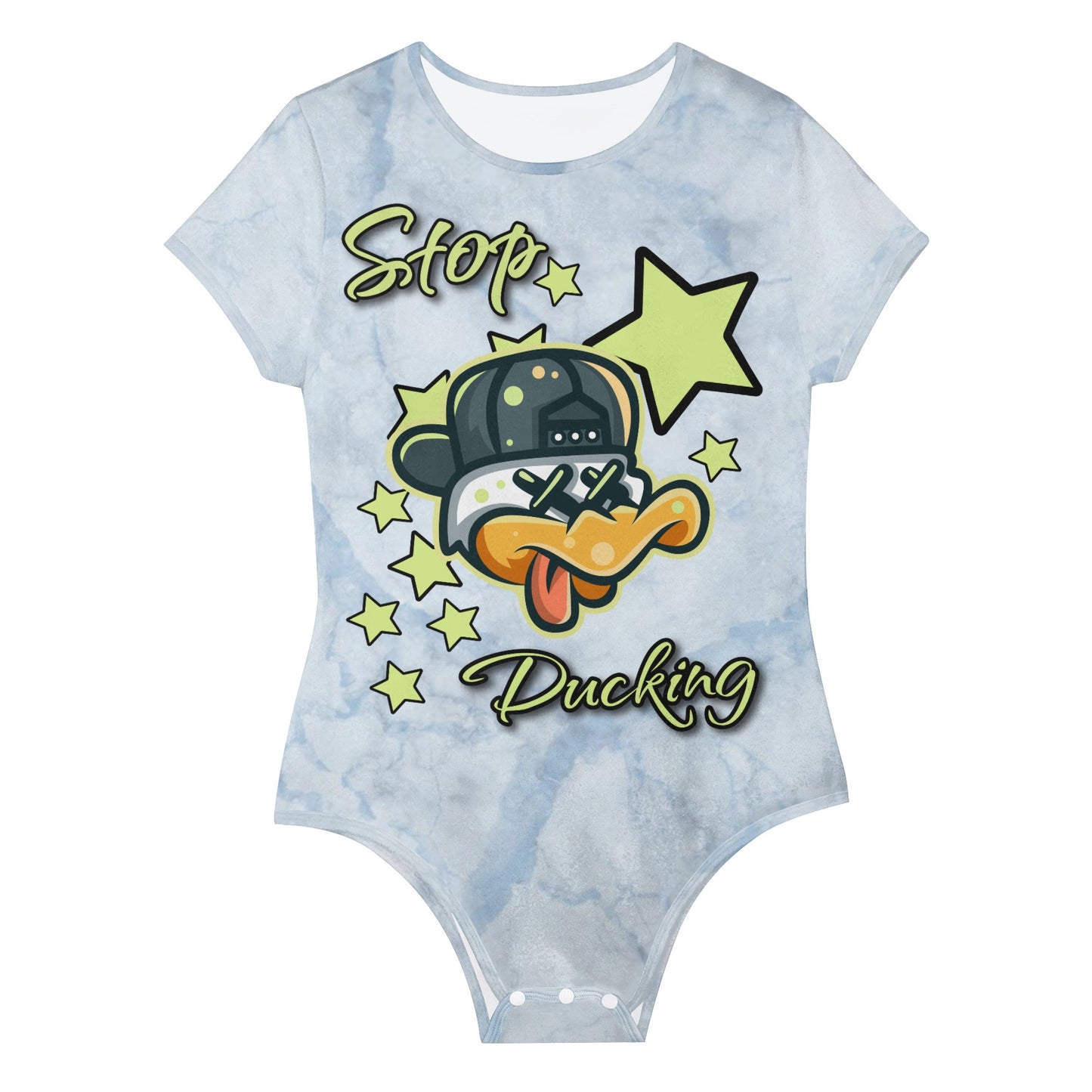 Stop Ducking 2.0 Womens Chill Blue Soft Short Sleeve Bodysuit