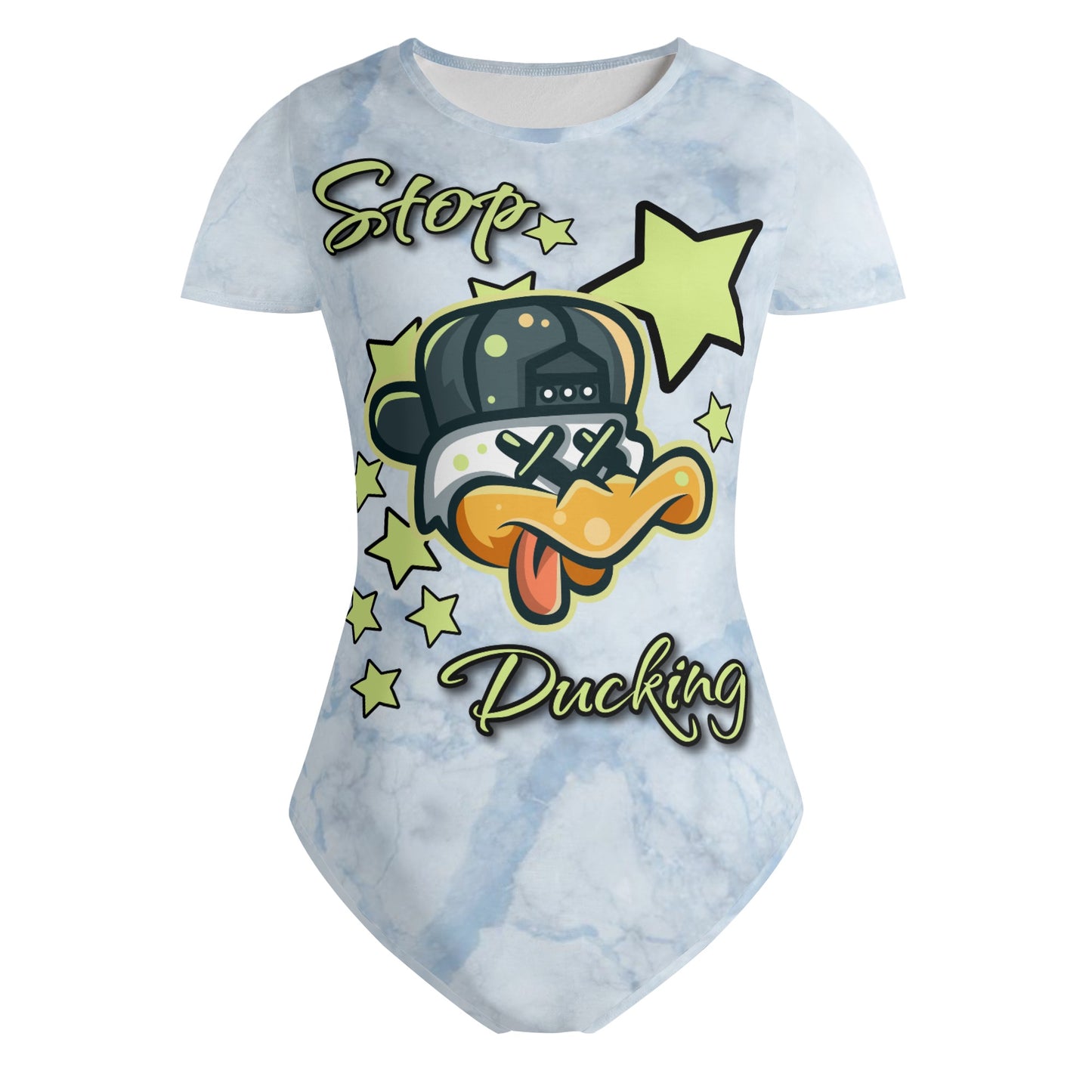 Stop Ducking 2.0 Womens Chill Blue Soft Short Sleeve Bodysuit