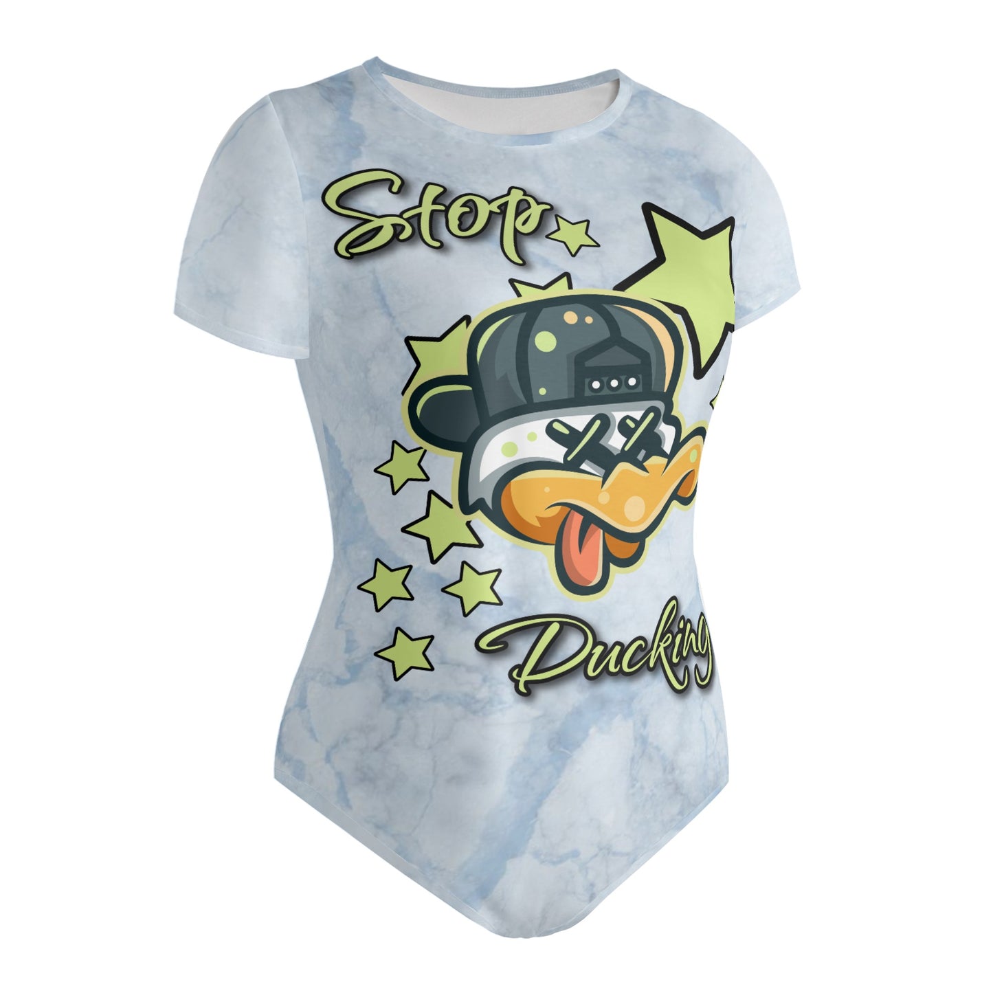 Stop Ducking 2.0 Womens Chill Blue Soft Short Sleeve Bodysuit