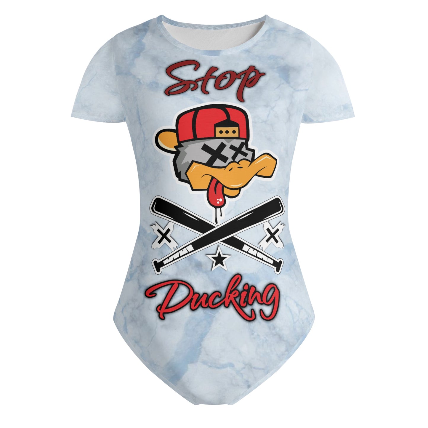 Stop Ducking 3.0 Womens Chill Blue Soft Short Sleeve Bodysuit