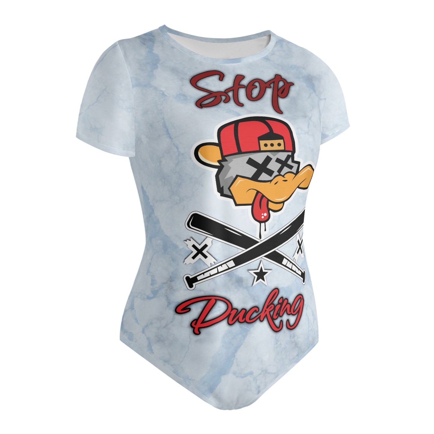 Stop Ducking 3.0 Womens Chill Blue Soft Short Sleeve Bodysuit