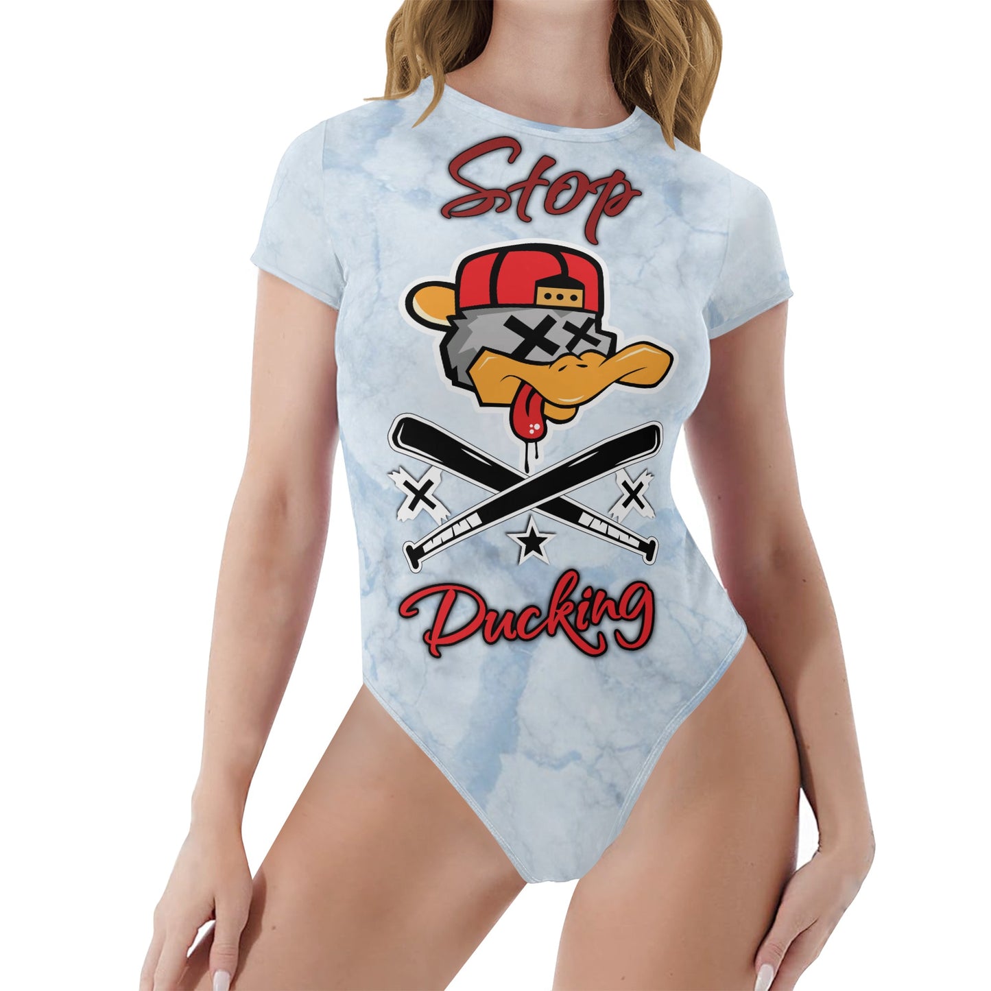 Stop Ducking 3.0 Womens Chill Blue Soft Short Sleeve Bodysuit