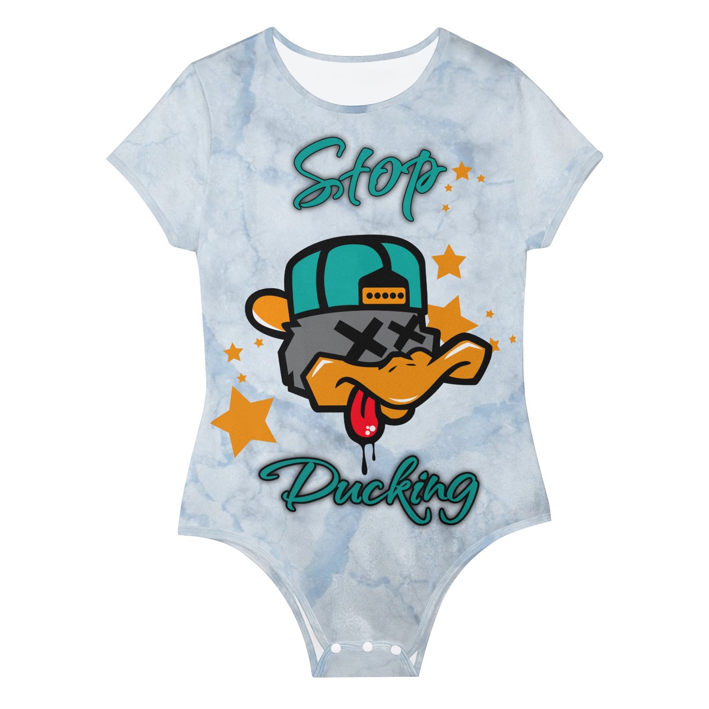 Stop Ducking 1.0 Womens Chill Blue Soft Short Sleeve Bodysuit