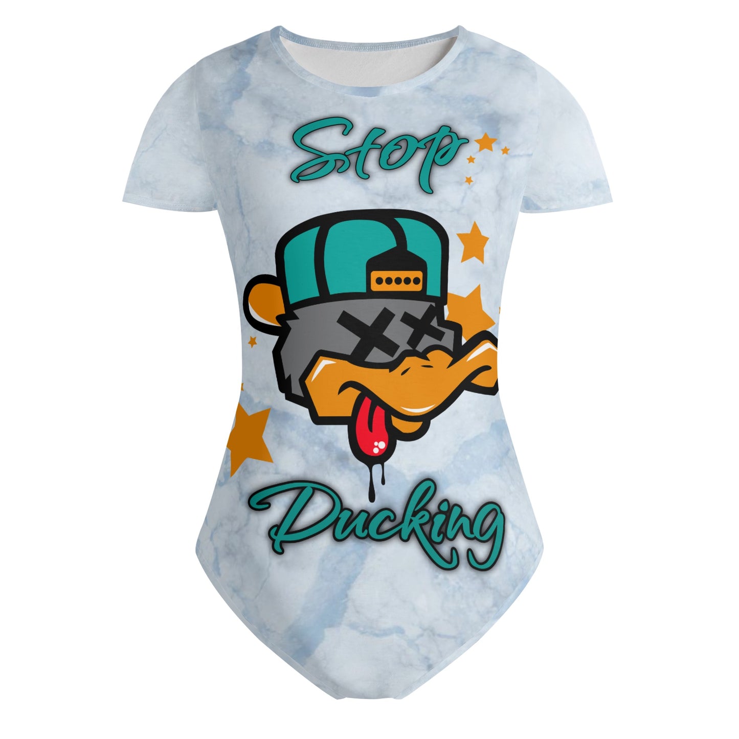 Stop Ducking 1.0 Womens Chill Blue Soft Short Sleeve Bodysuit