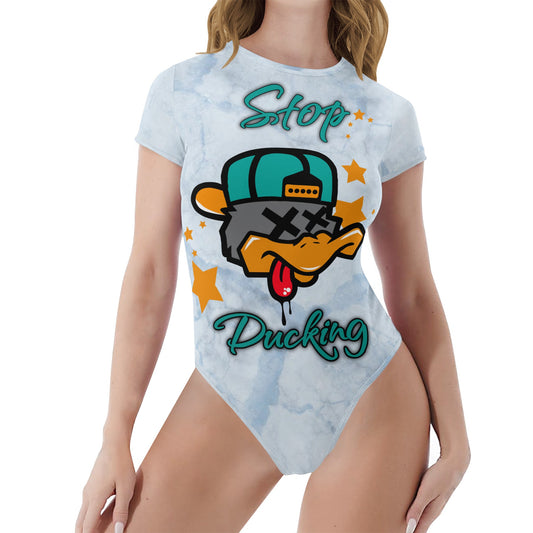 Stop Ducking 1.0 Womens Chill Blue Soft Short Sleeve Bodysuit