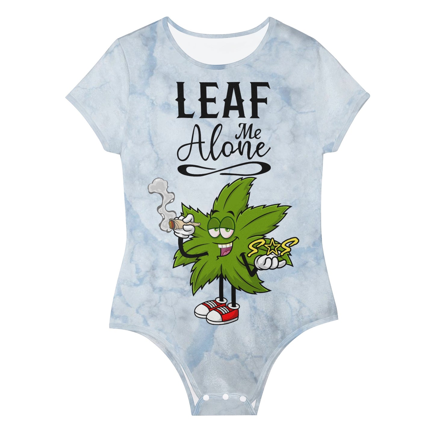 Leaf Me Alone 2.0 4/20 Edition Womens Chill Blue Soft Short Sleeve Bodysuit