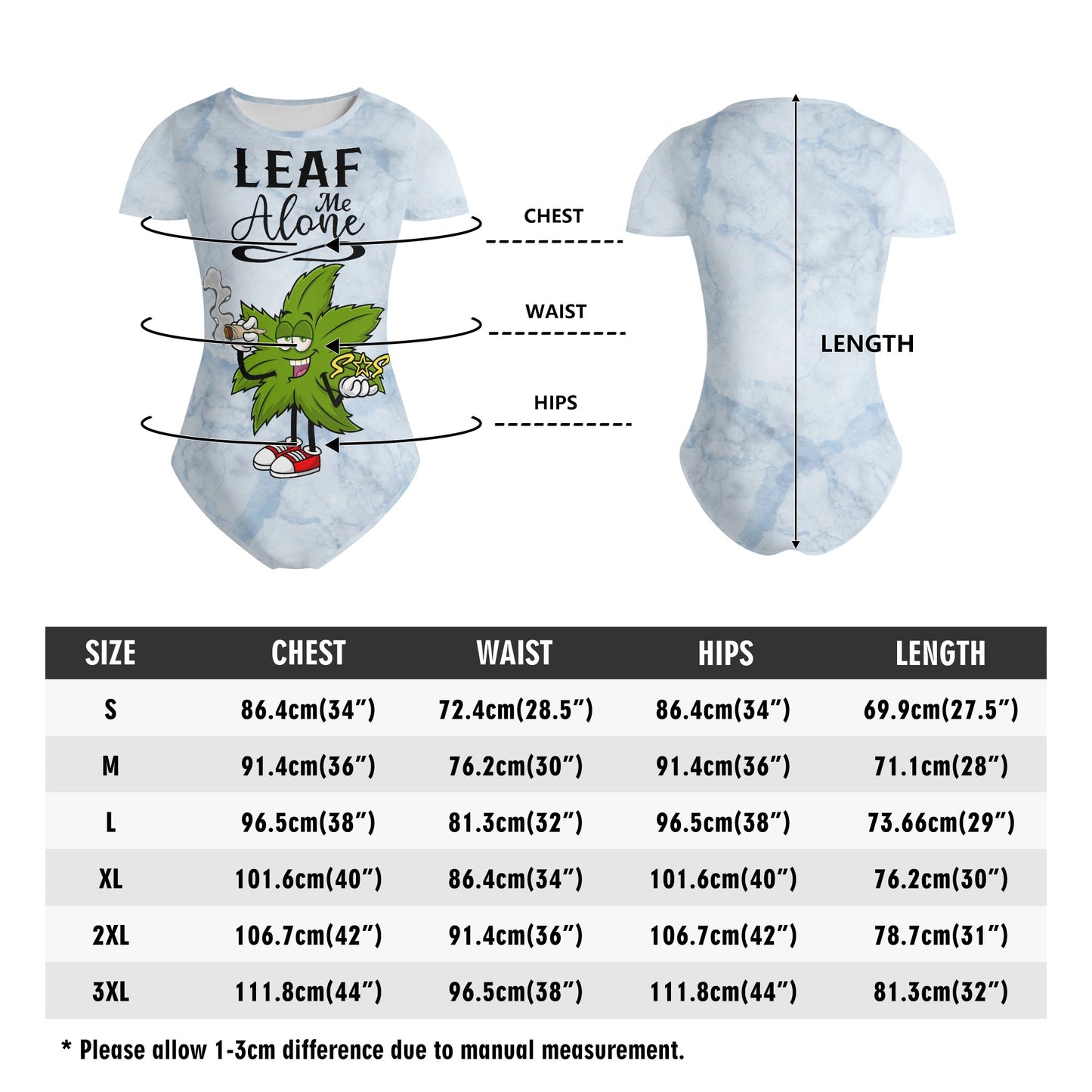 Leaf Me Alone 2.0 4/20 Edition Womens Chill Blue Soft Short Sleeve Bodysuit