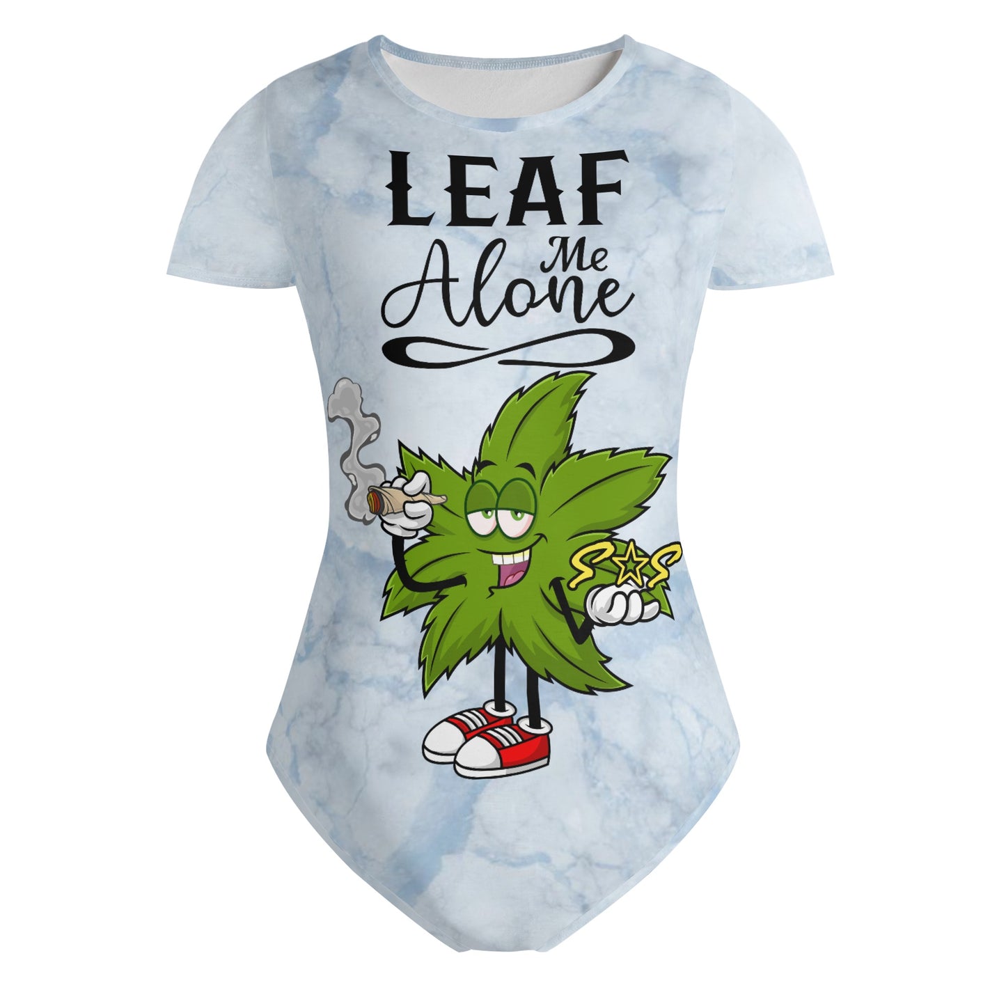 Leaf Me Alone 2.0 4/20 Edition Womens Chill Blue Soft Short Sleeve Bodysuit