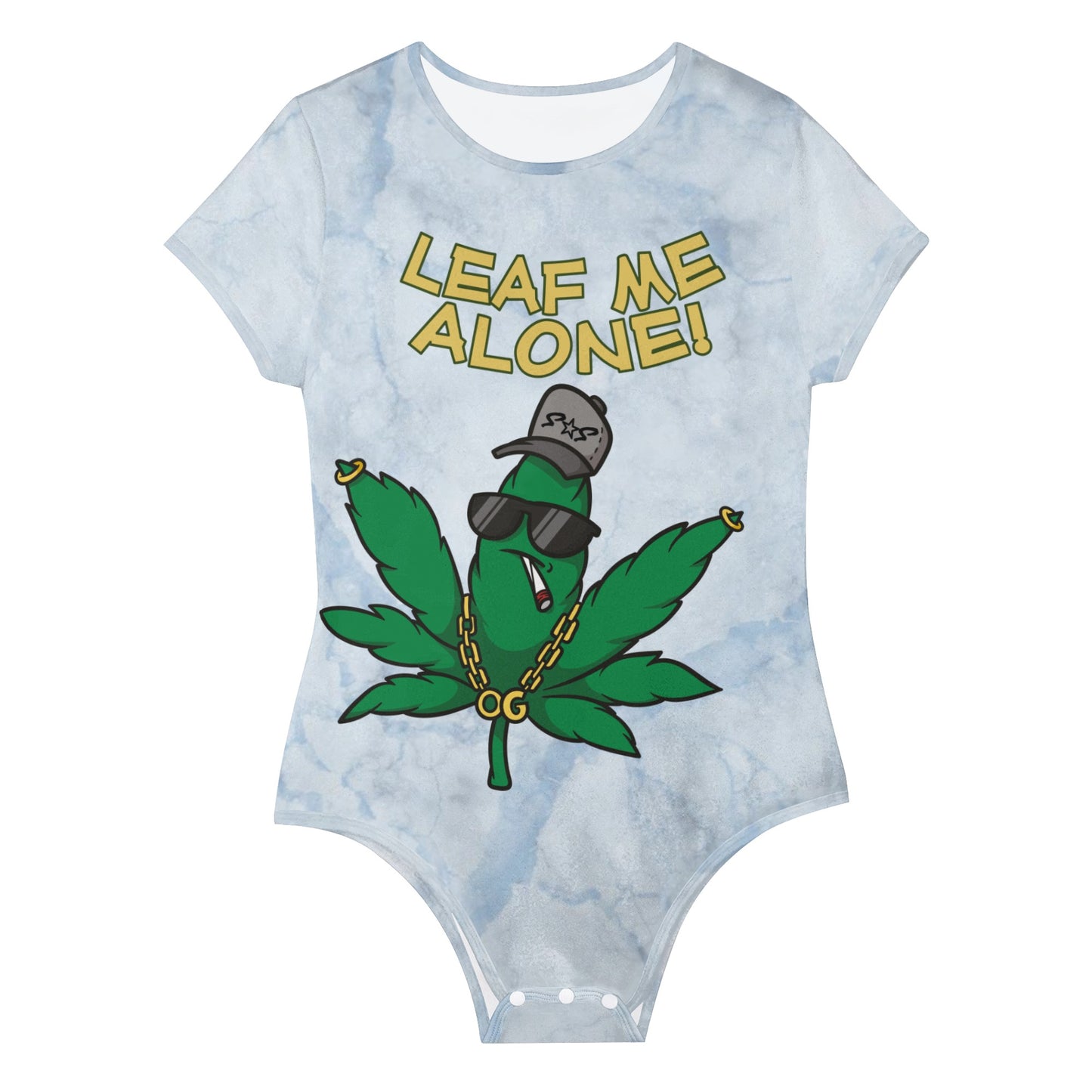 Leaf Me Alone 3.0 420 Edition Womens Chill Blue Soft Short Sleeve Bodysuit