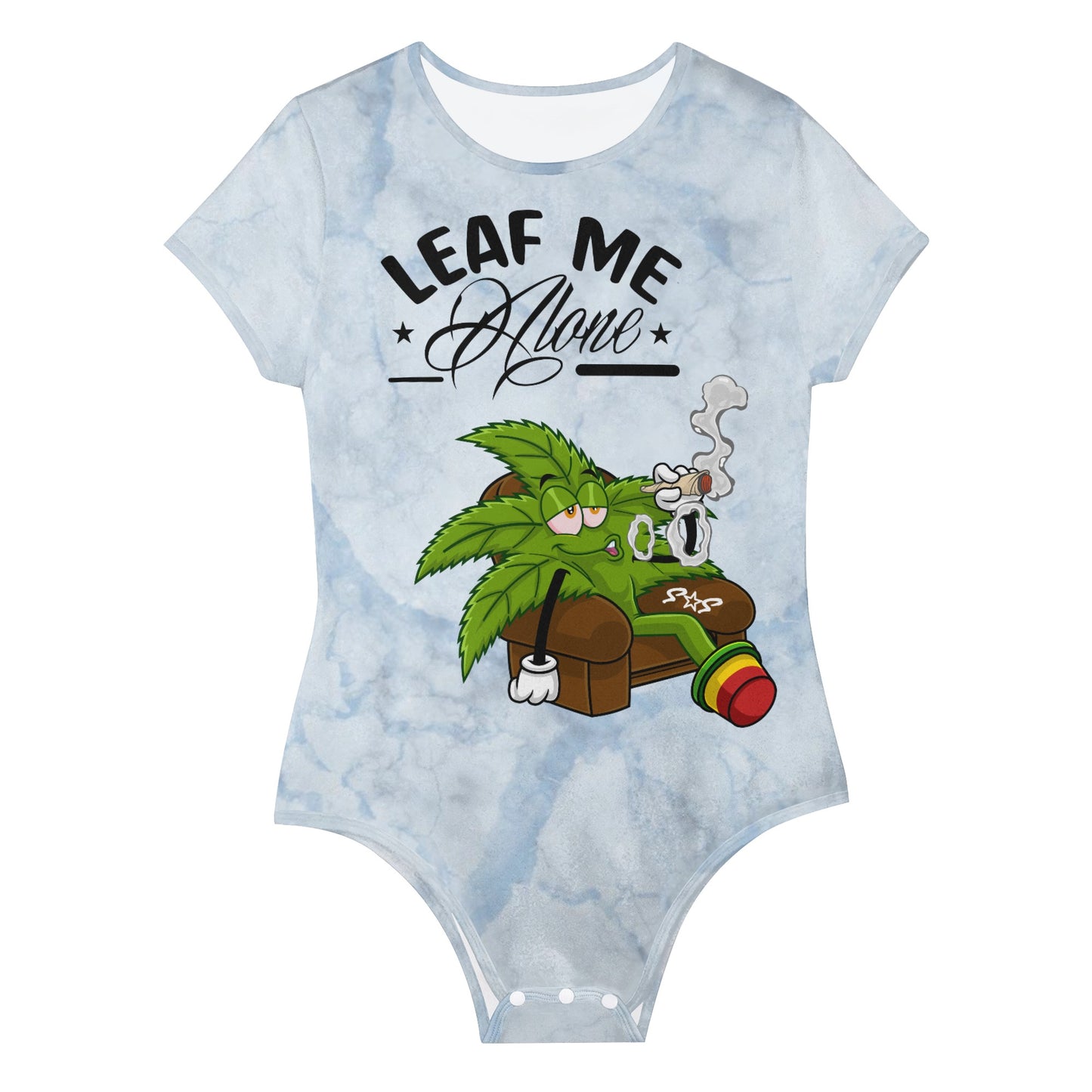 Leaf Me Alone 2.0 4/20 Edition Womens Chill Blue Soft Short Sleeve Bodysuit