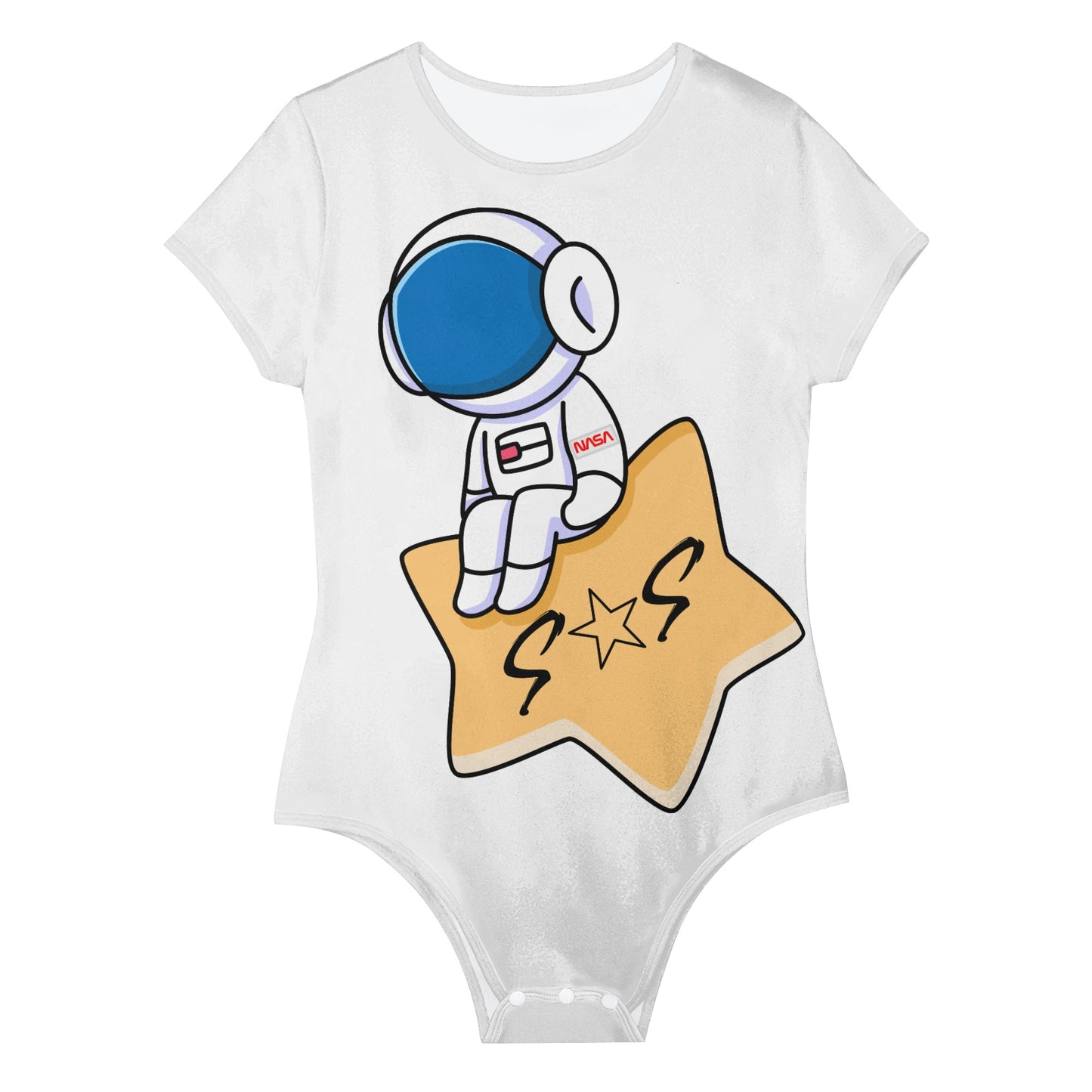 S.O.S Astronaut Womens White Soft Short Sleeve Bodysuit