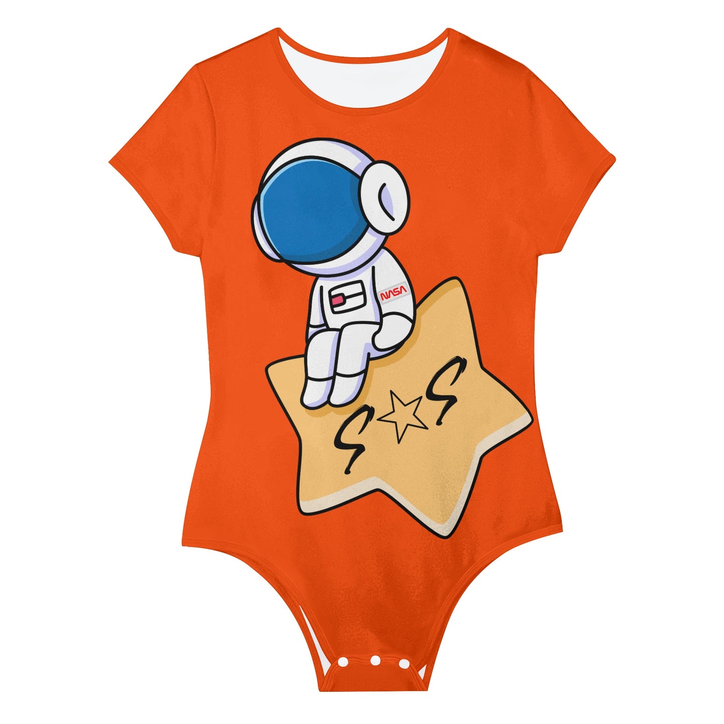 S.O.S Astronaut Womens Dark Orange Soft Short Sleeve Bodysuit