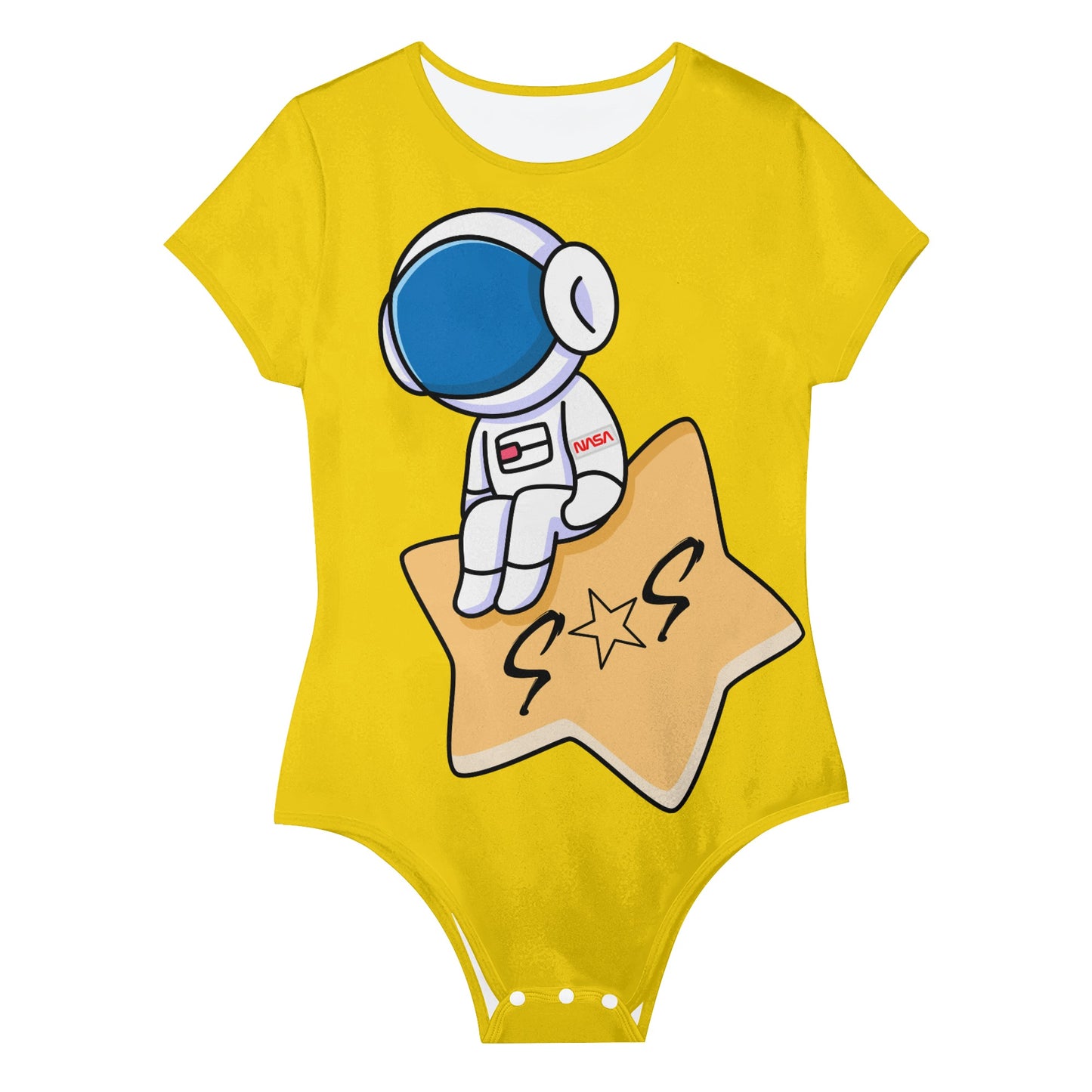 S.O.S Astronaut Womens Gold Soft Short Sleeve Bodysuit