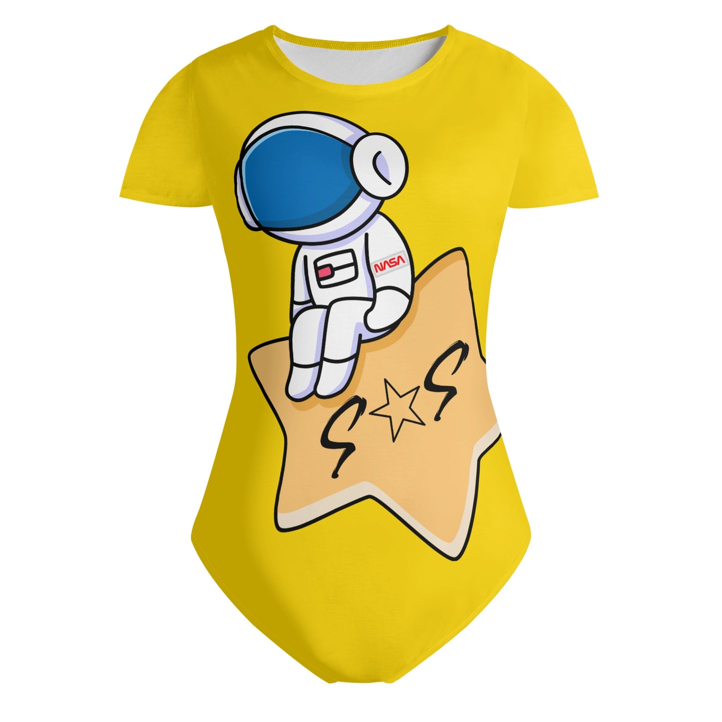 S.O.S Astronaut Womens Gold Soft Short Sleeve Bodysuit