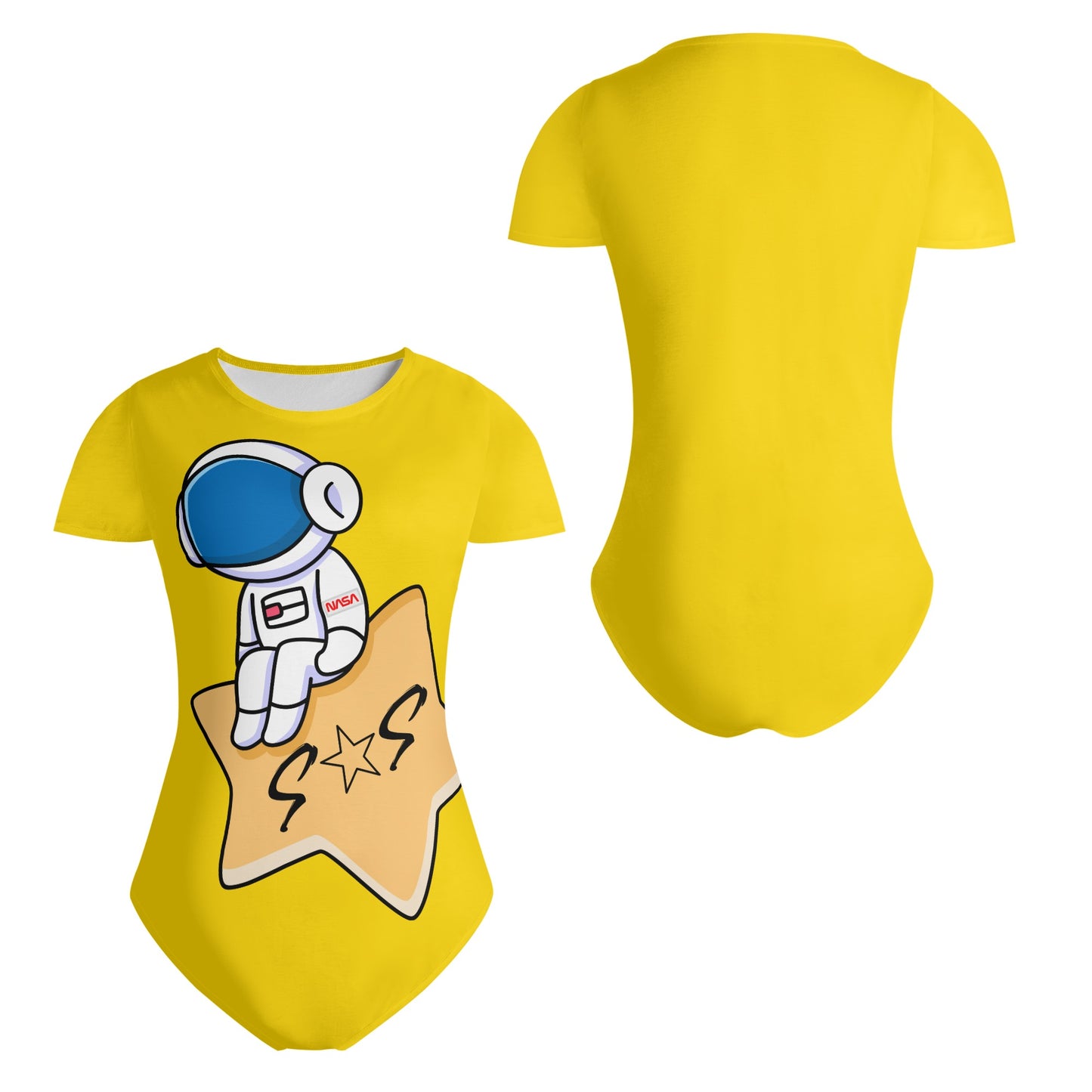 S.O.S Astronaut Womens Gold Soft Short Sleeve Bodysuit