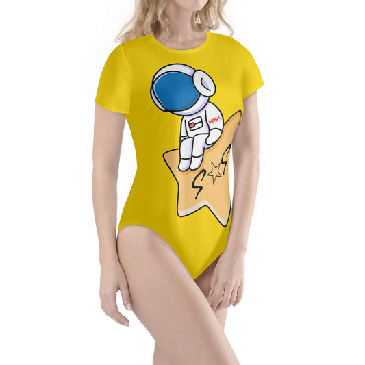 S.O.S Astronaut Womens Gold Soft Short Sleeve Bodysuit