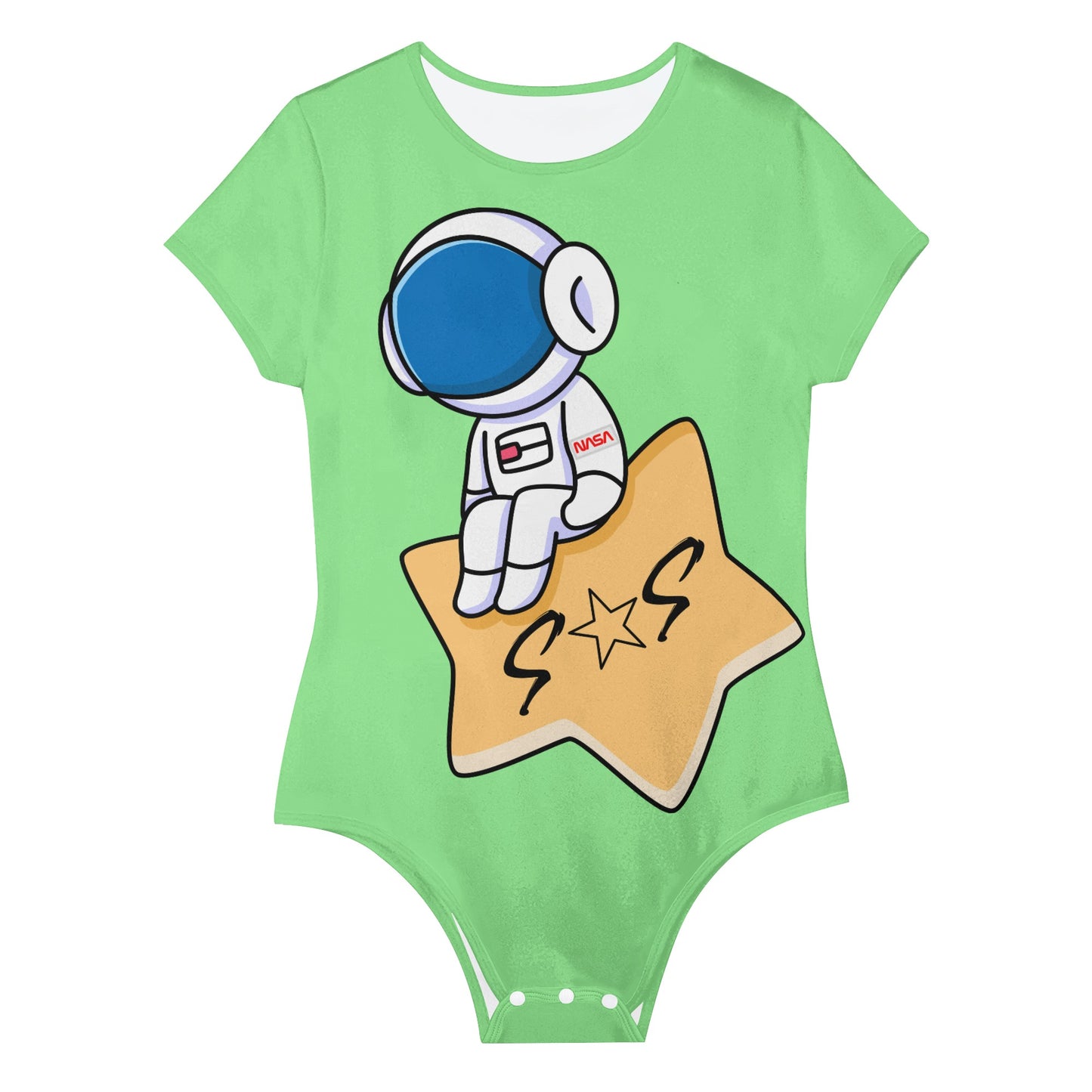 S.O.S Astronaut Womens Mint Green Soft Short Sleeve Bodysuit