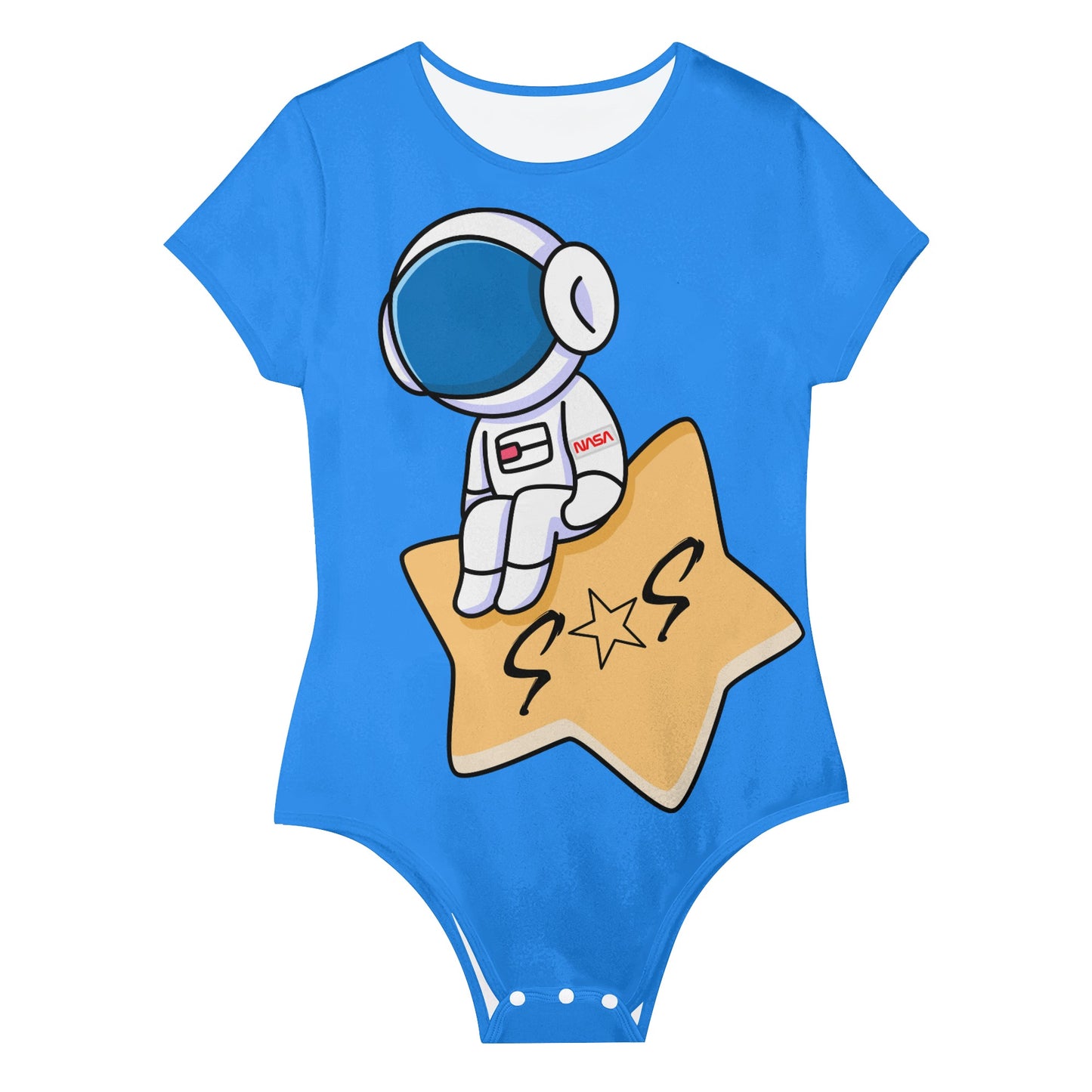 S.O.S Astronaut Womens Blue Soft Short Sleeve Bodysuit