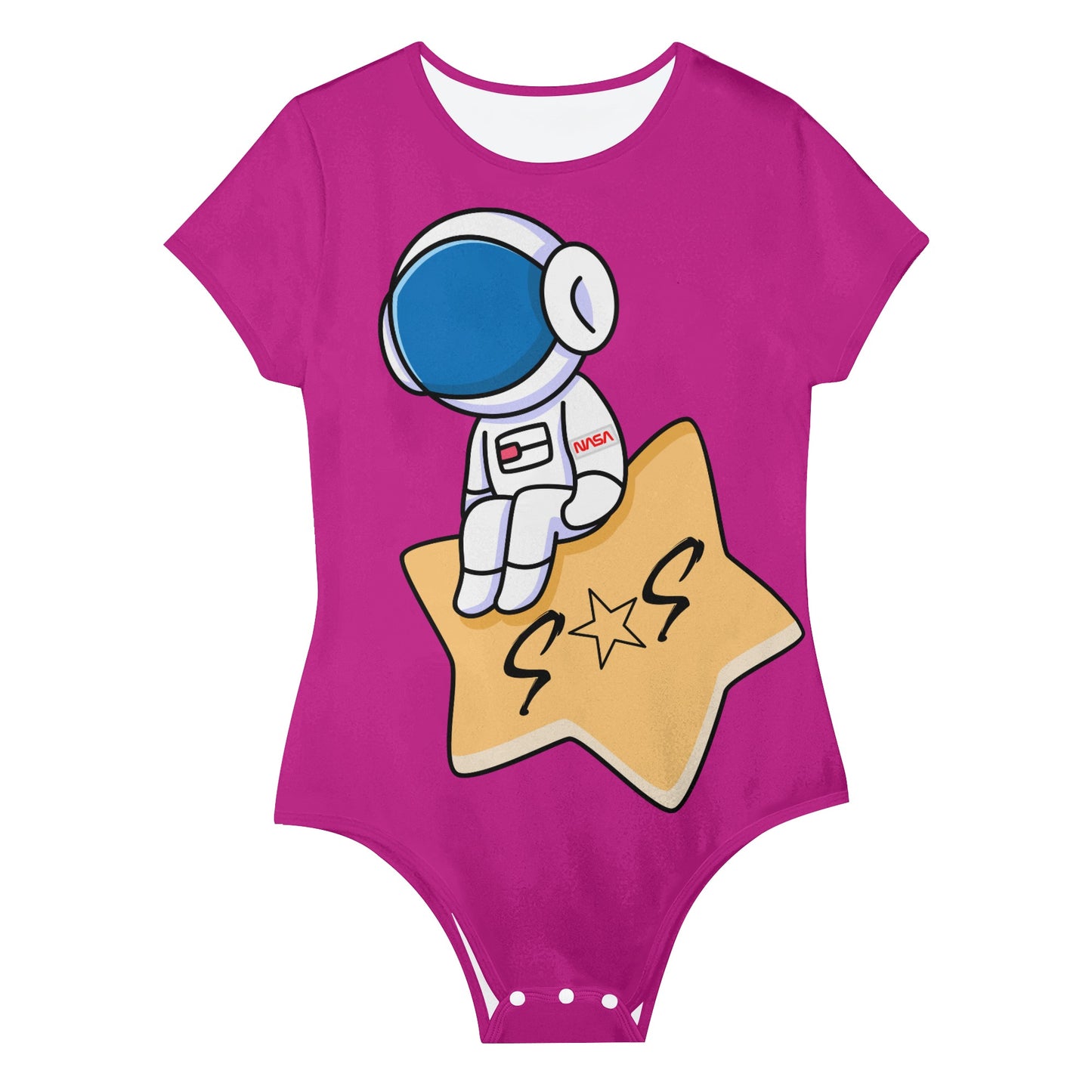 S.O.S Astronaut Womens Purple Soft Short Sleeve Bodysuit