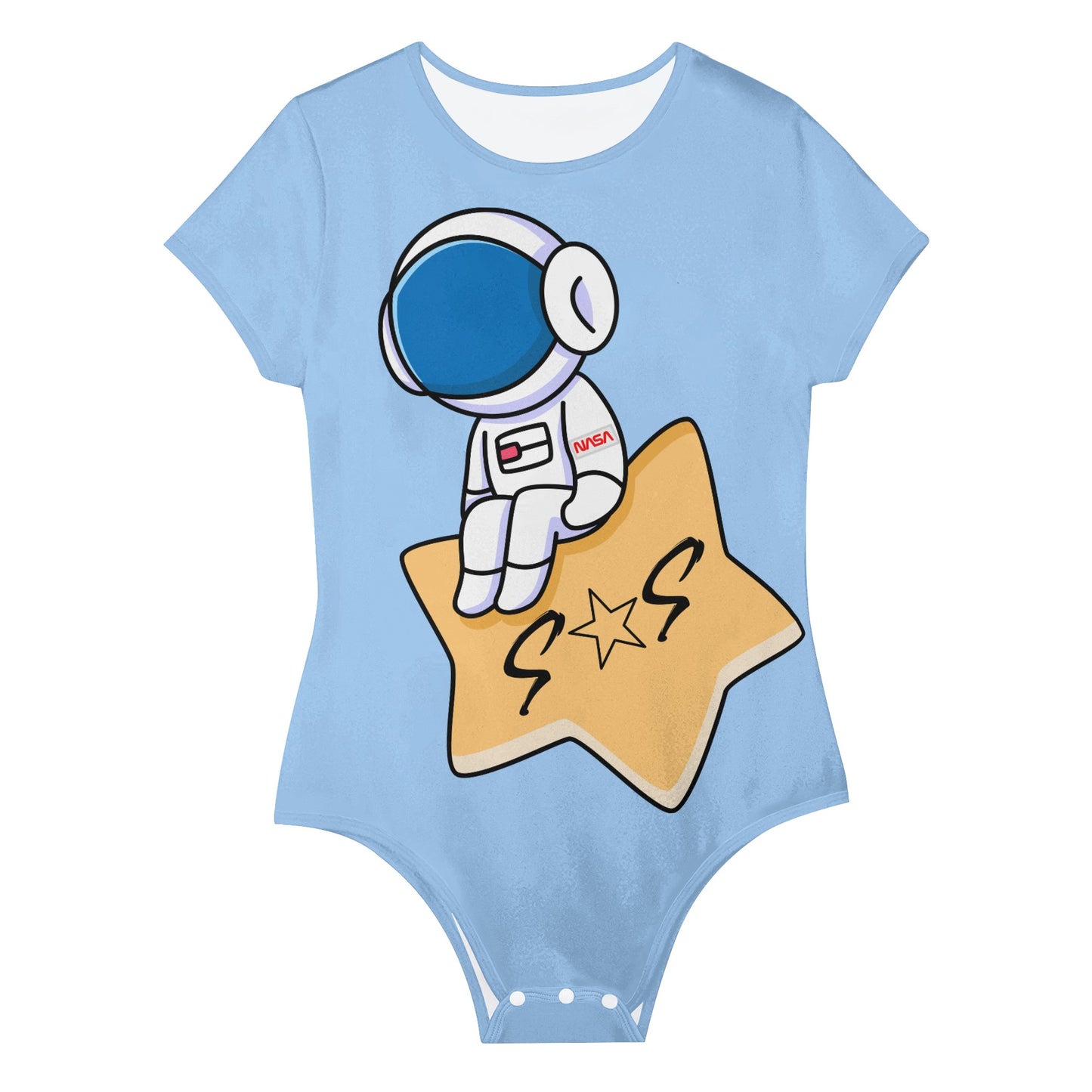 S.O.S Astronaut Womens Sky Blue Soft Short Sleeve Bodysuit