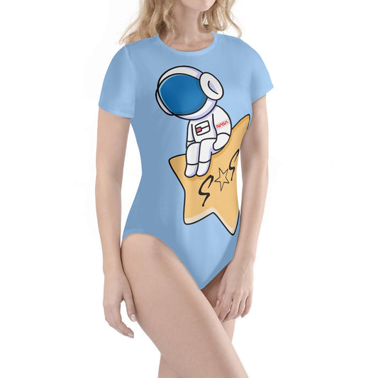 S.O.S Astronaut Womens Sky Blue Soft Short Sleeve Bodysuit