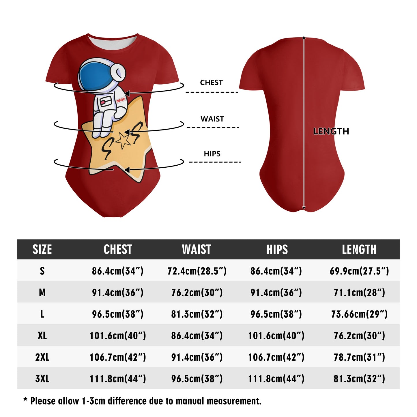 S.O.S Astronaut Womens Maroon Soft Short Sleeve Bodysuit