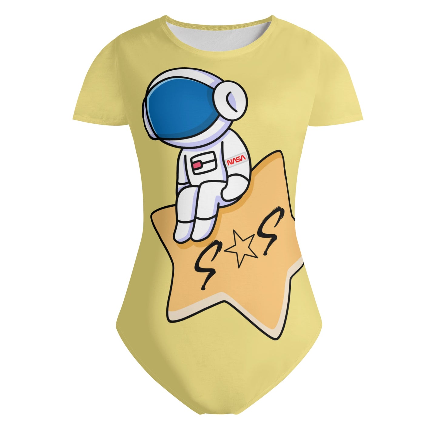 S.O.S Astronaut Womens Tan Soft Short Sleeve Bodysuit