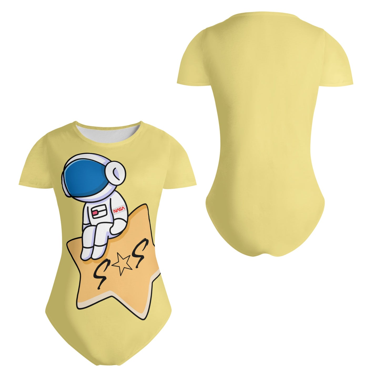 S.O.S Astronaut Womens Tan Soft Short Sleeve Bodysuit