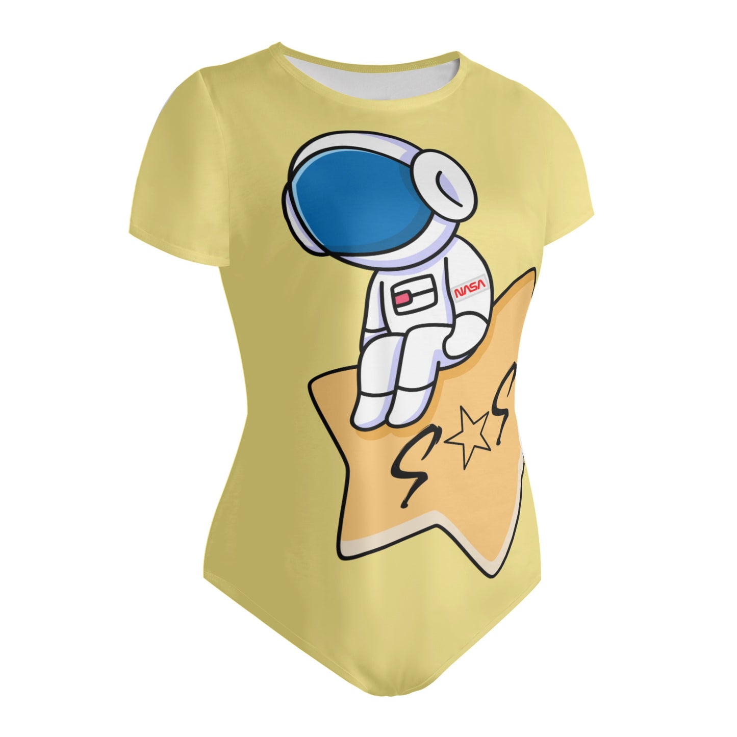 S.O.S Astronaut Womens Tan Soft Short Sleeve Bodysuit