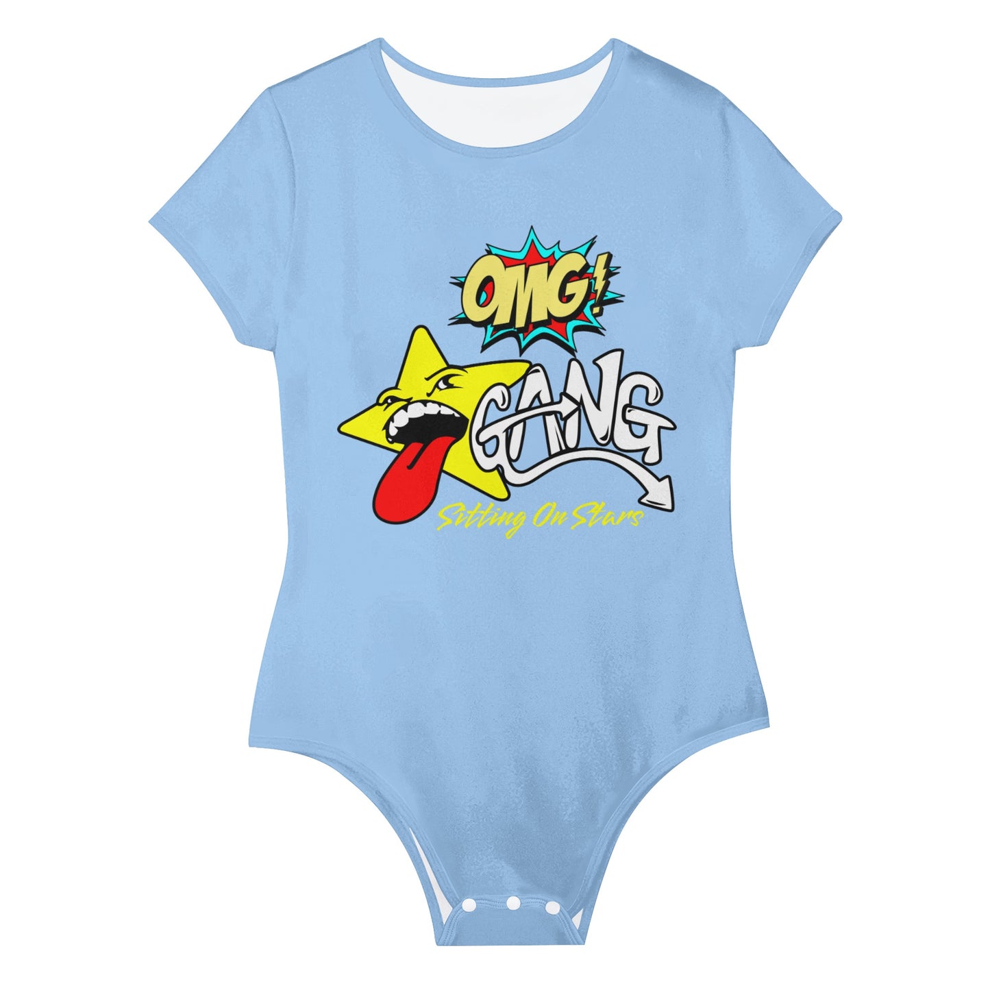 Star Gang Womens Sky Blue Soft Short Sleeve Bodysuit