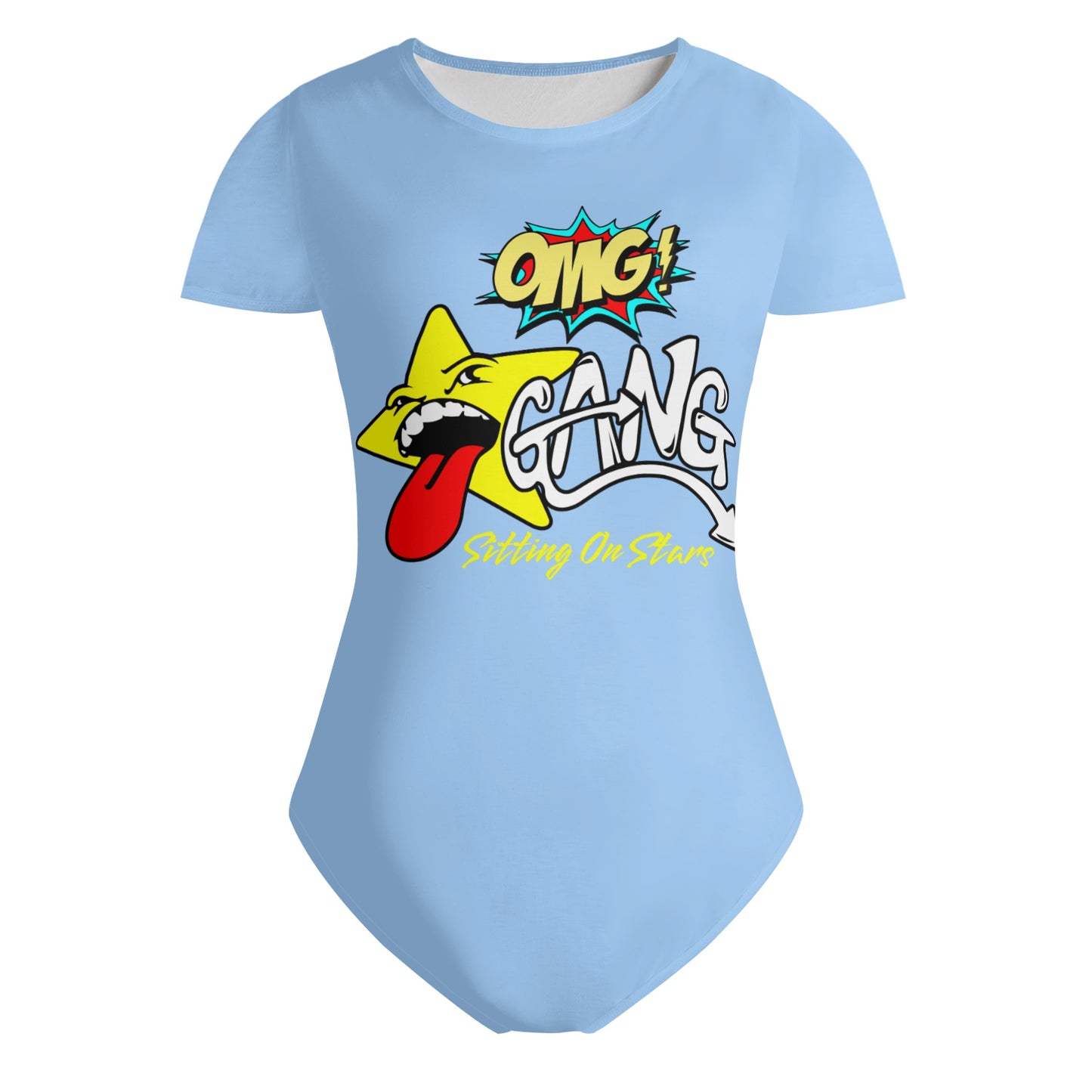 Star Gang Womens Sky Blue Soft Short Sleeve Bodysuit