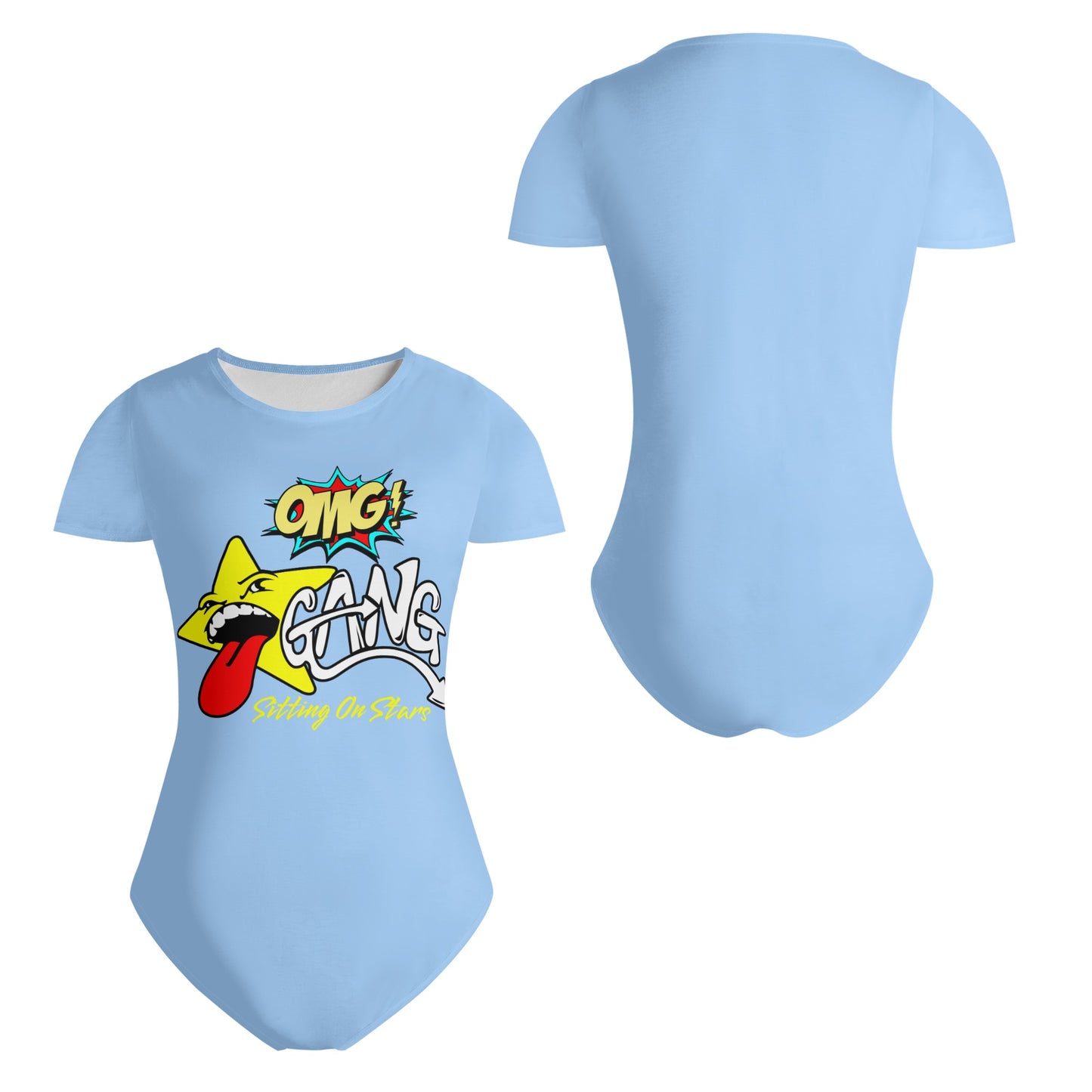 Star Gang Womens Sky Blue Soft Short Sleeve Bodysuit