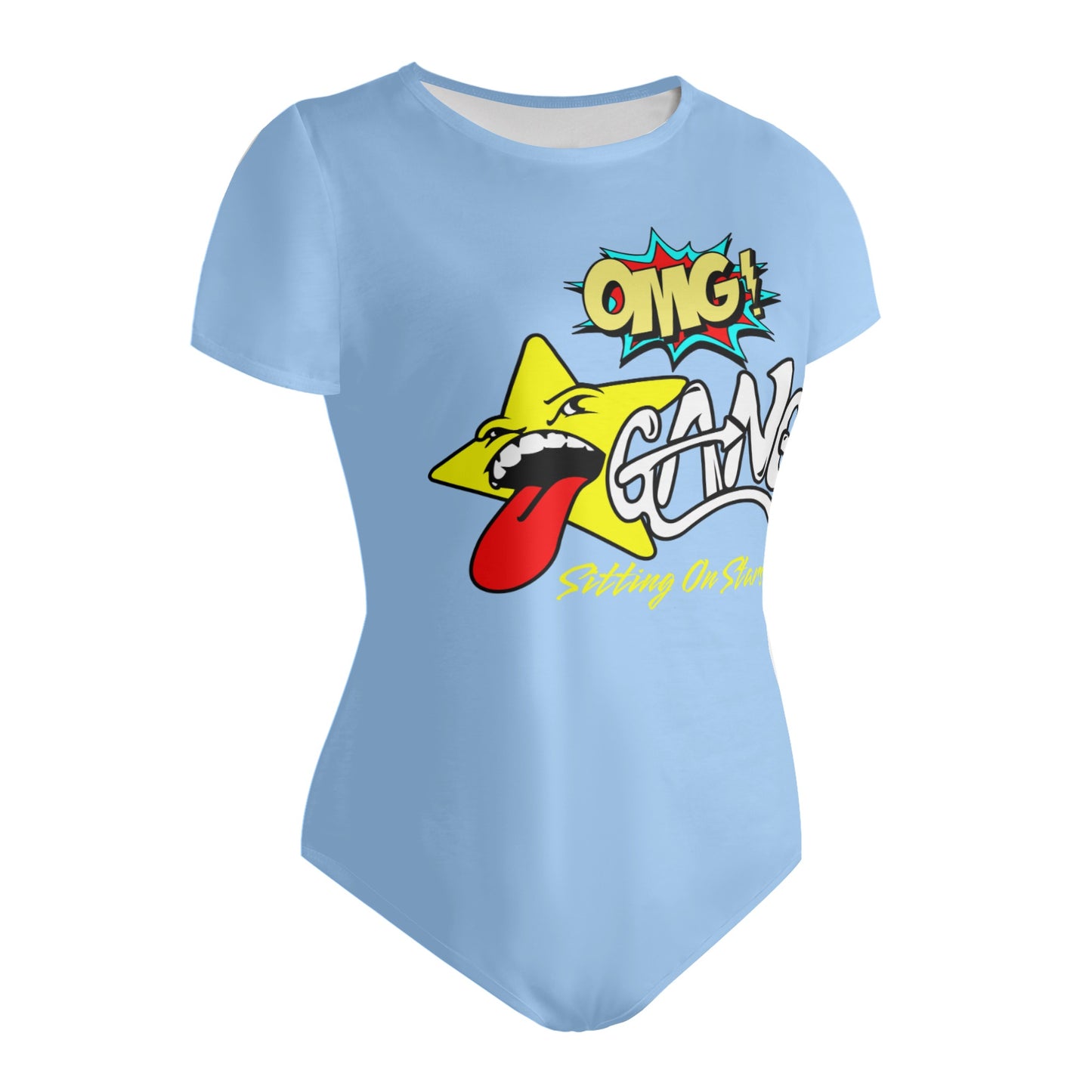 Star Gang Womens Sky Blue Soft Short Sleeve Bodysuit