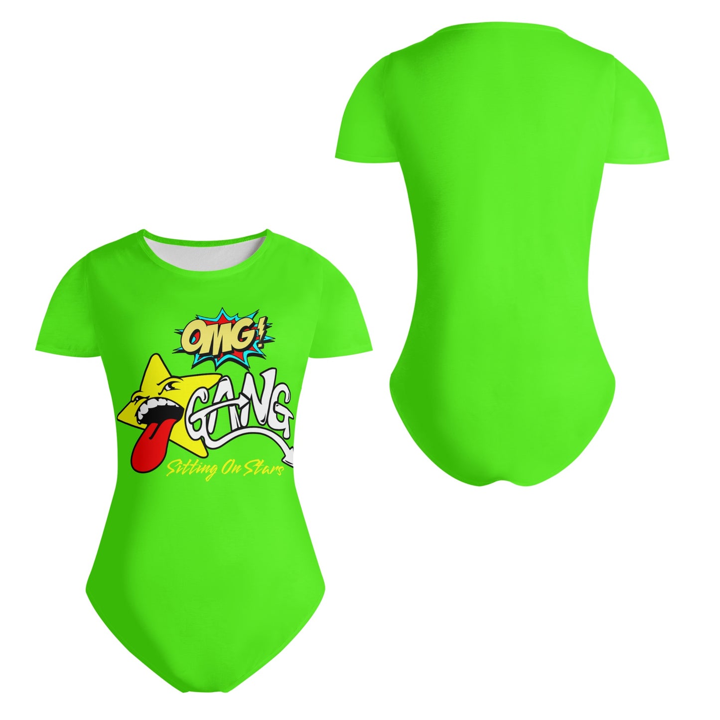 Star Gang Womens Goo Green Soft Short Sleeve Bodysuit