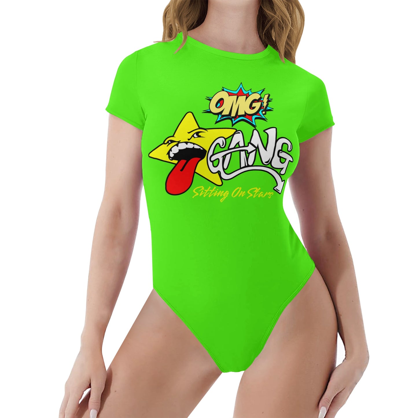 Star Gang Womens Goo Green Soft Short Sleeve Bodysuit